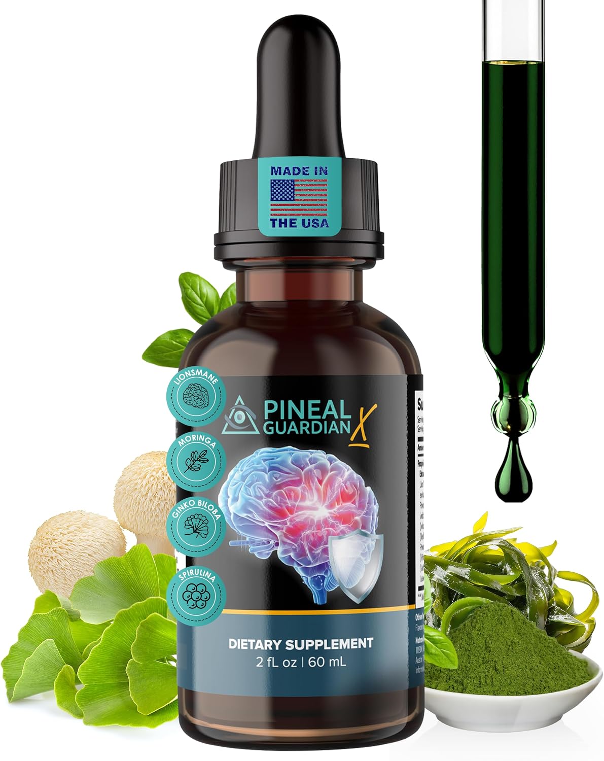 Pineal Guardian X Rapid Pineal Gland Activation Drops | Cognitive Support, Brain Supplement to Keep Cognitive Function, Memory and Focus in Top Shape, Add to Any Drink, 2mL Daily