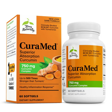 Terry Naturally CuraMed 750mg - Antioxidant Supplement for Brain & Heart Health Support - Dietary Supplement with High-Potency Curcumin Complex - Kidney, Liver & Immune Health Support - 60 Softgels Terry NaturallyBuy Supplements Australia