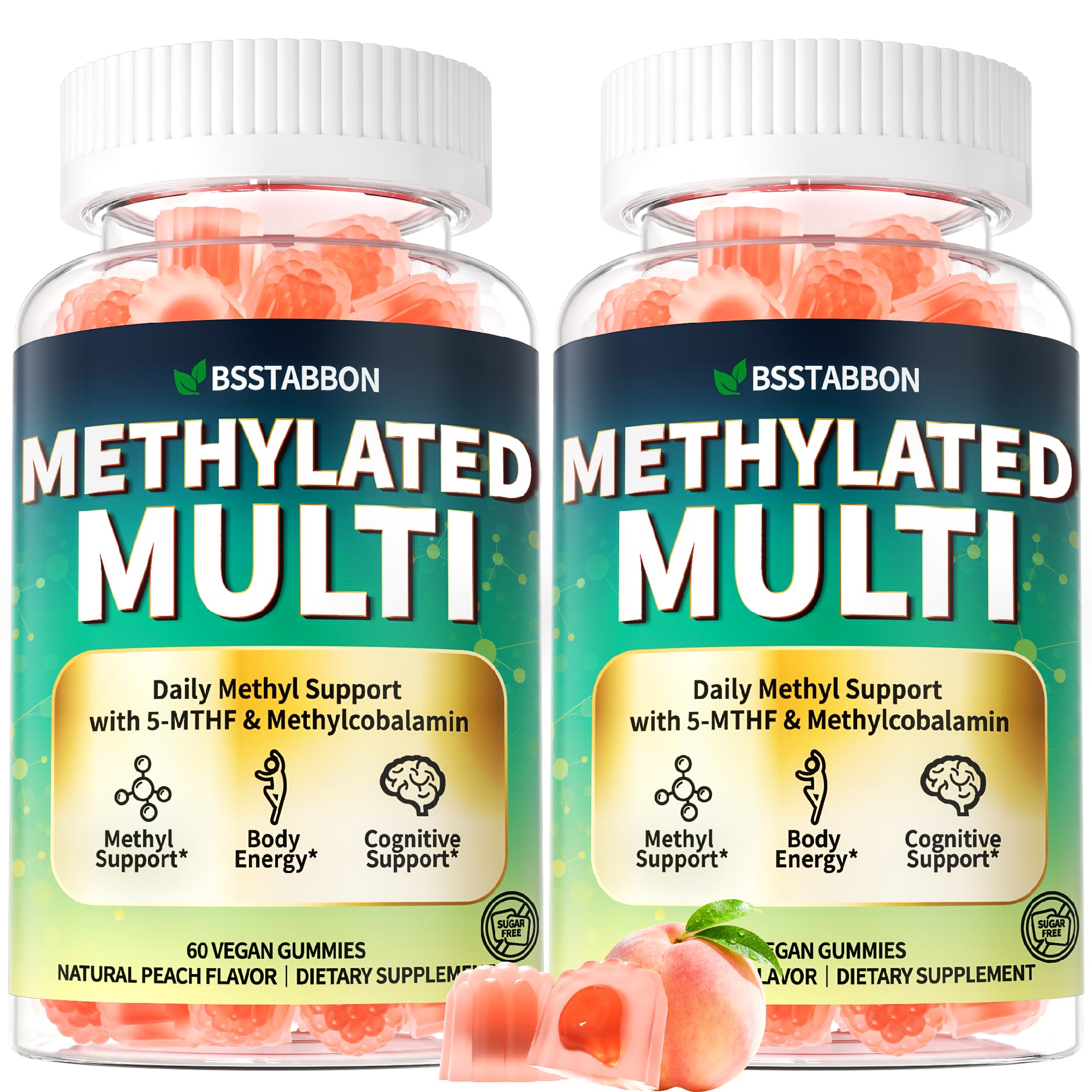 BSSTABBON Methylated Multivitamin for Women Men: Organic Iron Free Multivitamins Gummies plus 5-MTHF Active B12 P5P CoQ10 NAC TMG - Chewable Sugar Free Gummy for Energy Immune Overall Health(120Count) BSSTABBONBuy Supplements Australia