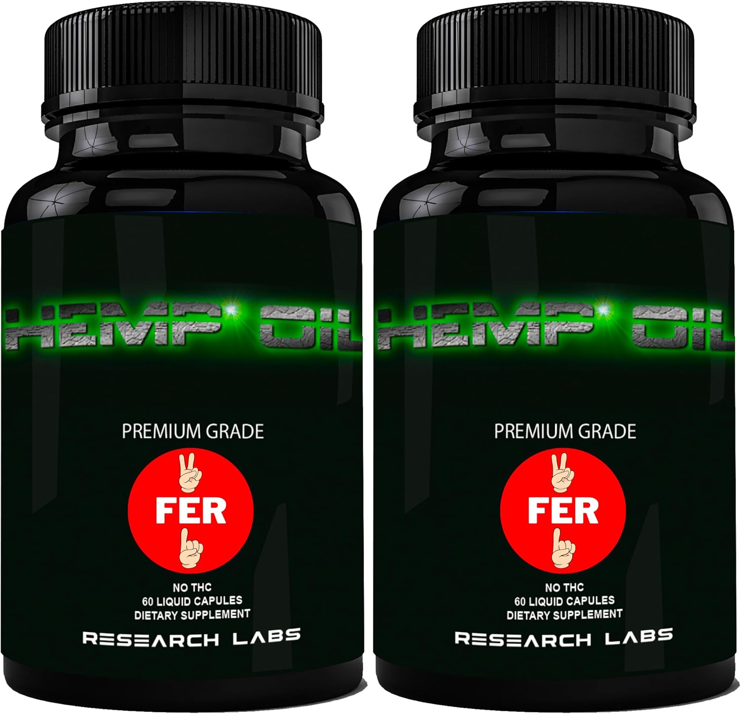Research Labs Premium Hemp Capsules, 2 Fer 1 Package! 100% Organic All Natural Oil, Worry Nervousness Body Ache Stress Support