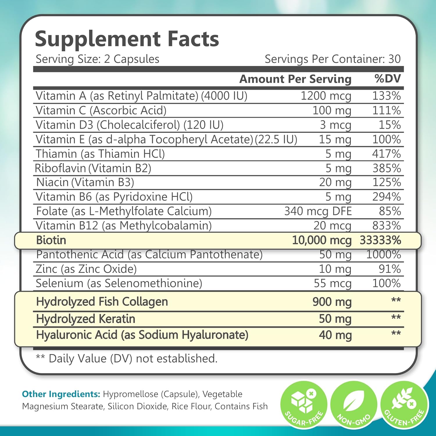 Biotin and Collagen supplements Hair Skin & Nails Vitamin for women and men