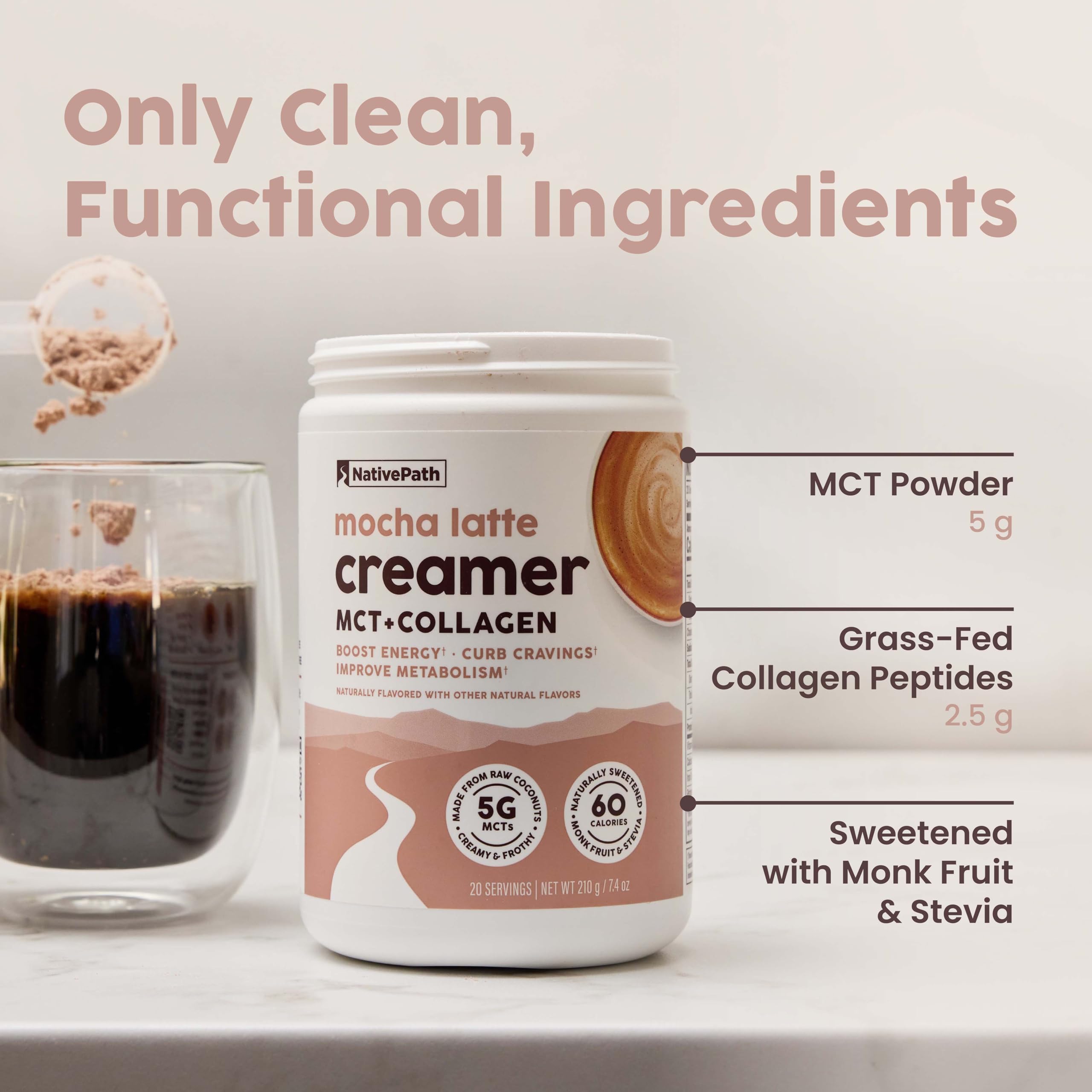 NativePath Keto Creamer, French Vanilla, Collagen & MCT, 20 Servings | Sugar-Free, Monk Fruit Sweetened, Non-Dairy & Creamy, Supports Skin, Hair & Nails, Low-Carb Friendly