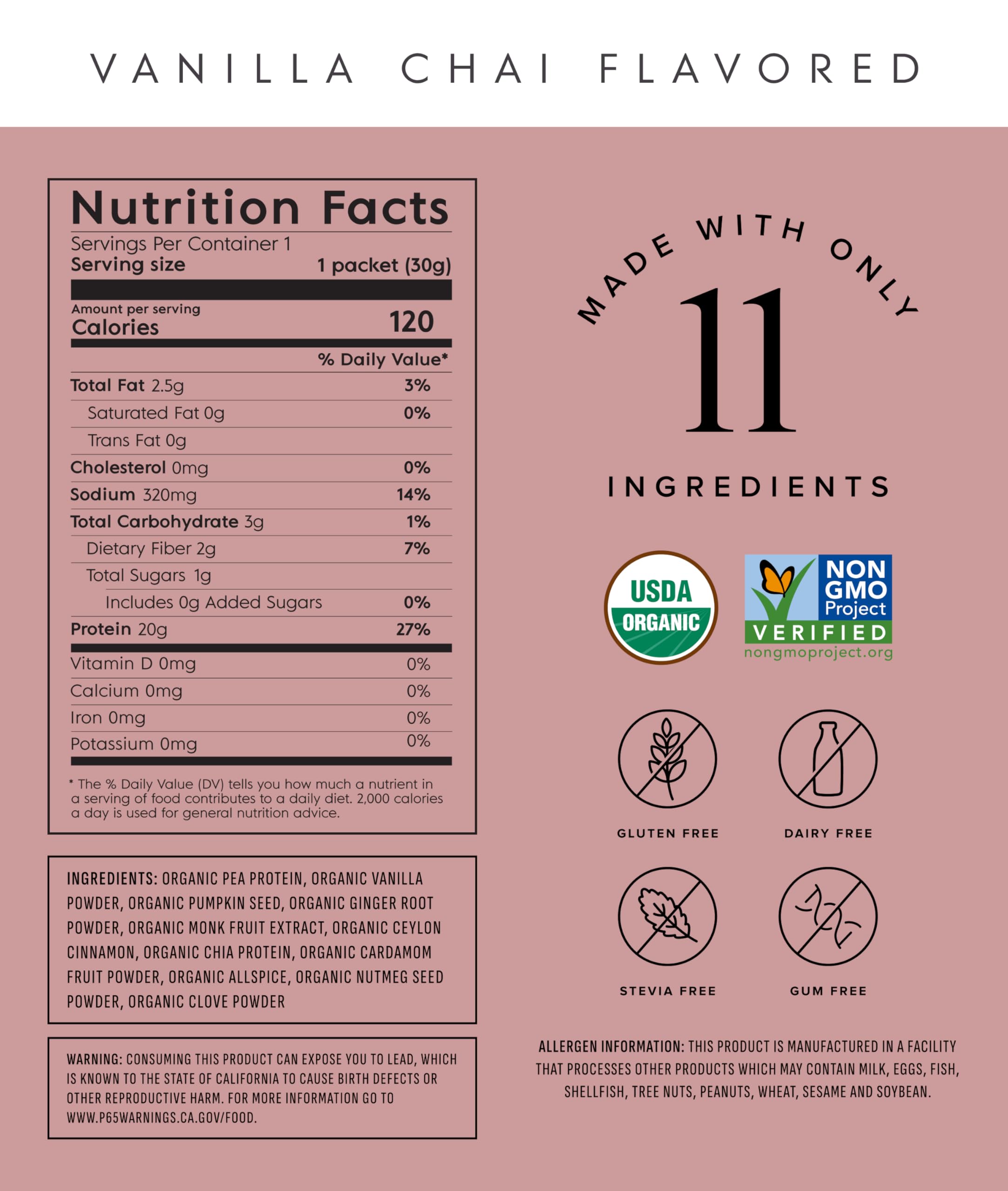 Truvani Organic Plant Based Protein Powder | Strawberry | 10 Servings | Vegan | 20g Pea Protein | Single Serving Travel Packets | Keto | Gluten & Dairy Free | Low Carb