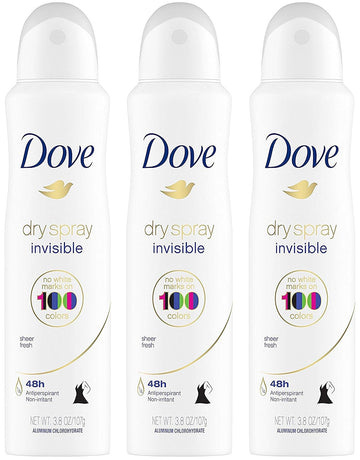 Dove Dry Spray Antiperspirant - Invisible - Sheer Fresh - Net Wt. 3.8 OZ (107 g) Per Can - Pack of 3 Cans
