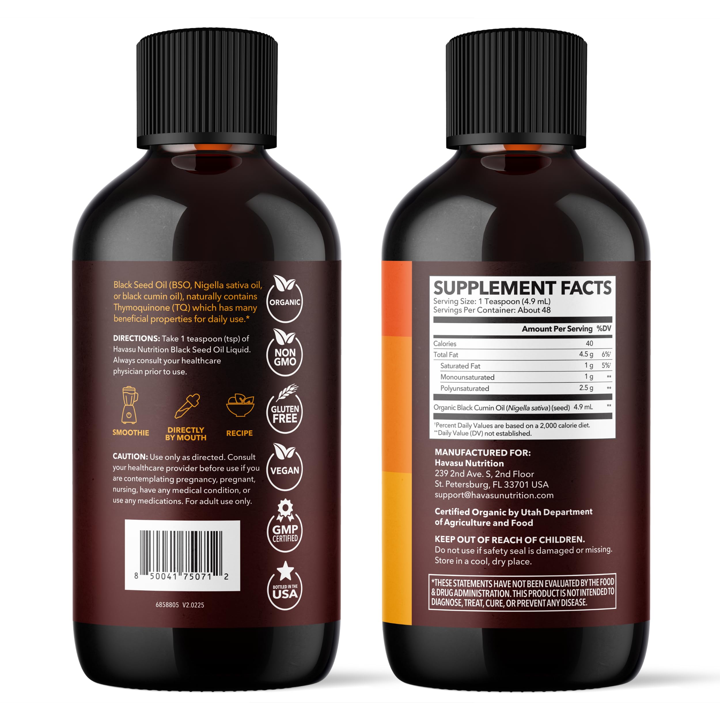 Black Seed Oil Capsules, Vegan, Non-GMO, Cold-Pressed Nigella Sativa, 90ct | 1500mg Per Serving Black Cumin Supplement for Skin Health, Immune Function, and Digestive Health, Unflavored, 30 Servings