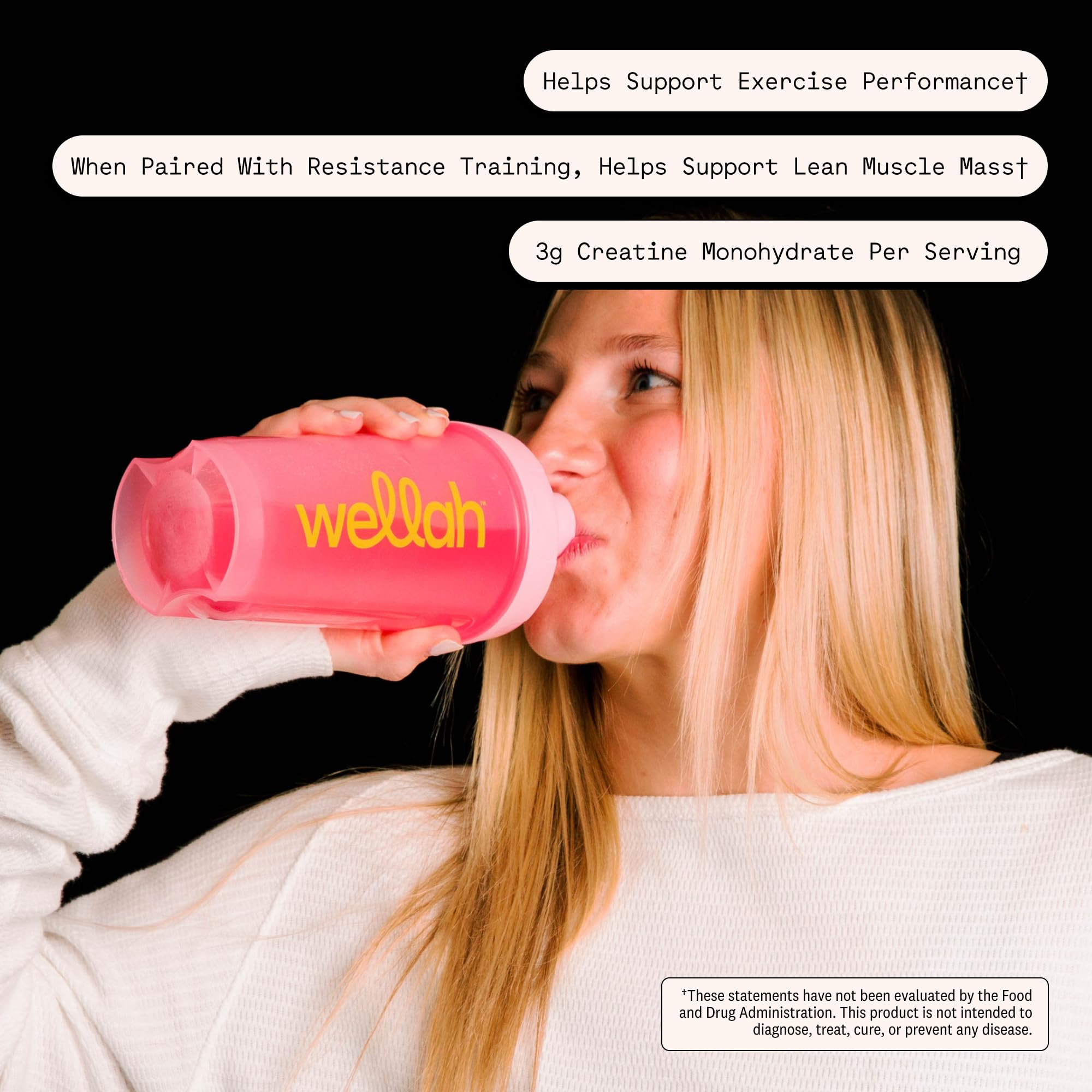Wellah Creatine for Women - Creatine Monohydrate with Dandelion & Cranberry Extract (50 Servings, Strawberry Lemonade) | Creatine Monohydrate with Dandelion & Cranberry Extract