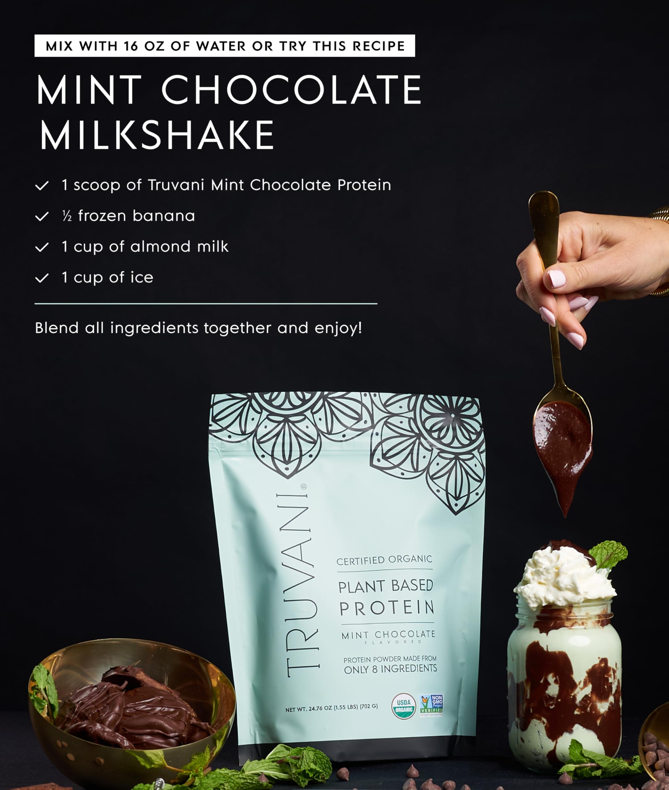 Truvani Organic Plant Based Protein Powder | Vanilla | 1 Serving | Vegan | 20g Pea Protein | Keto | Gluten & Dairy Free | Low Carb | No Added Sugar