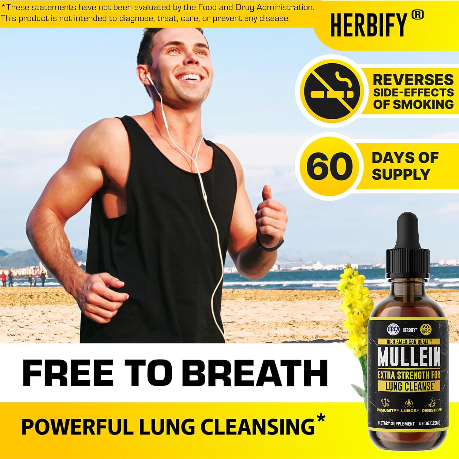 HERBIFY Bundle - Mullein Leaf Extract & Cayenne Pepper Drops - Lung Cleanse & Immune Support, Detox and Digestion Support