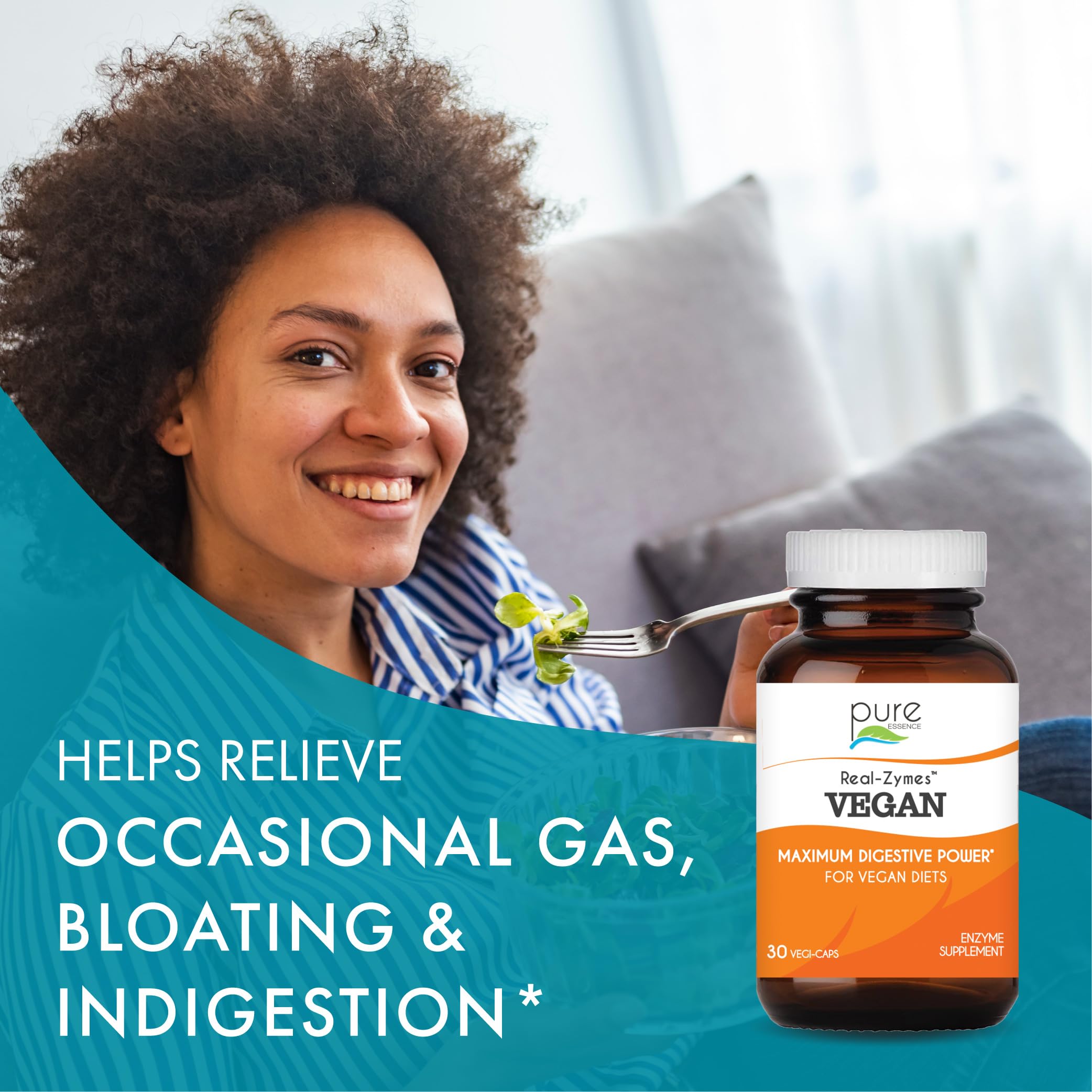 Real-Zymes™ VEGAN Digestive Enzymes Supplement with Probiotics for Better Digestion - Natural Support for Relief of Bloating, Gas, Belching, Diarrhea, Constipation, IBS, etc. - 90 Caps