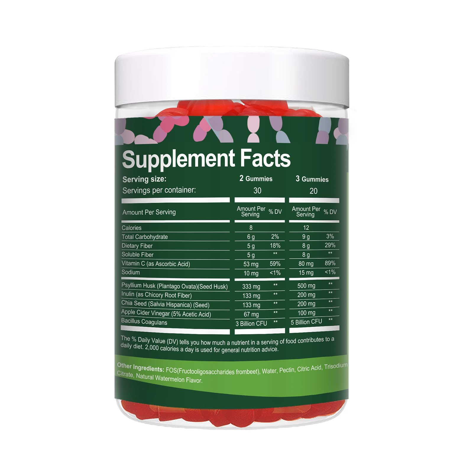 9-in-1 Probiotic Prebiotic Fiber Gummies for Adults & Teens, Sugar-free Fiber Supplement with Psyllium Husk, FOS, Inulin, ACV & 5 Billion CFU Bacillus Coagulans - PrimeBioHealth - canada supplements