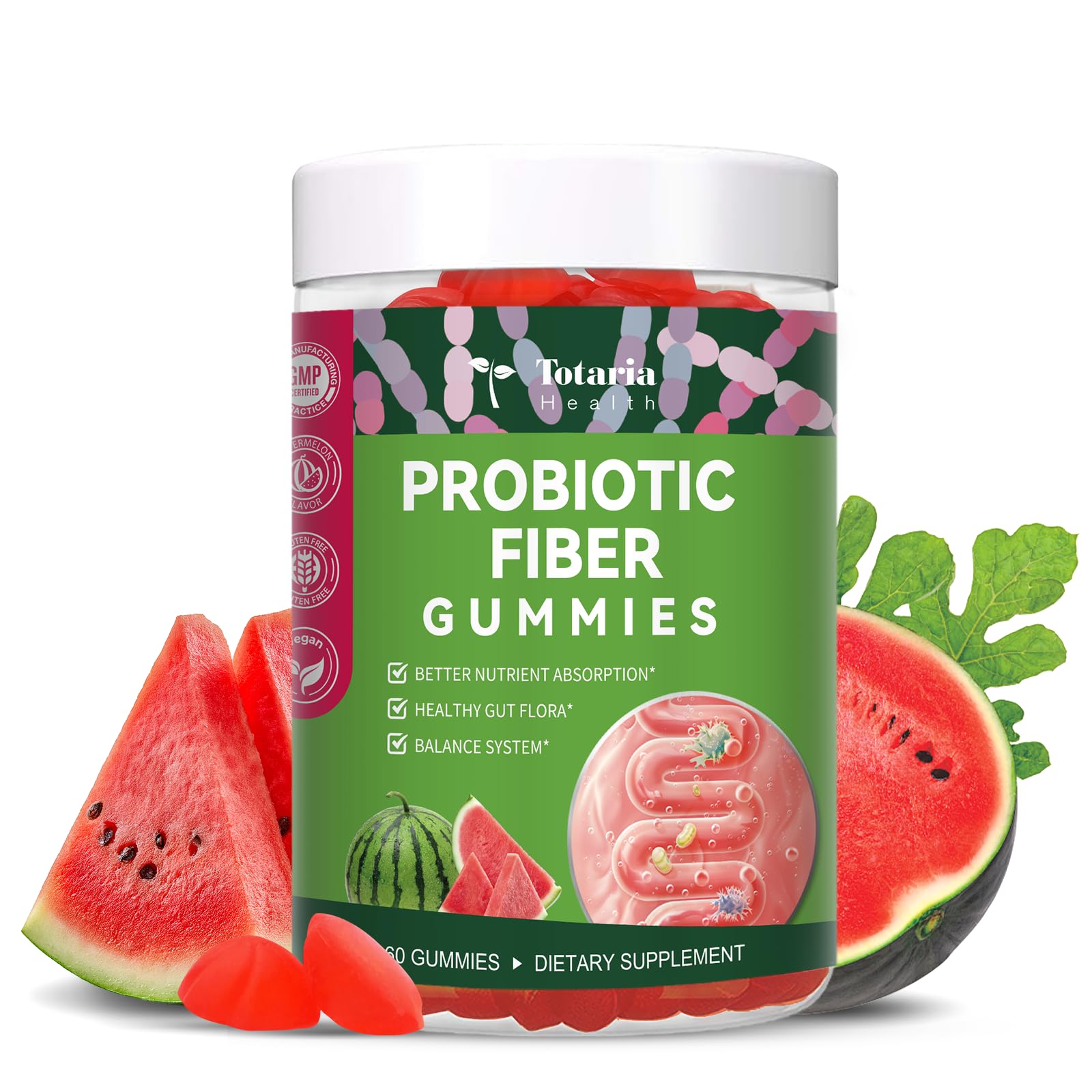 9-in-1 Probiotic Prebiotic Fiber Gummies for Adults & Teens, Sugar-free Fiber Supplement with Psyllium Husk, FOS, Inulin, ACV & 5 Billion CFU Bacillus Coagulans - PrimeBioHealth - canada supplements
