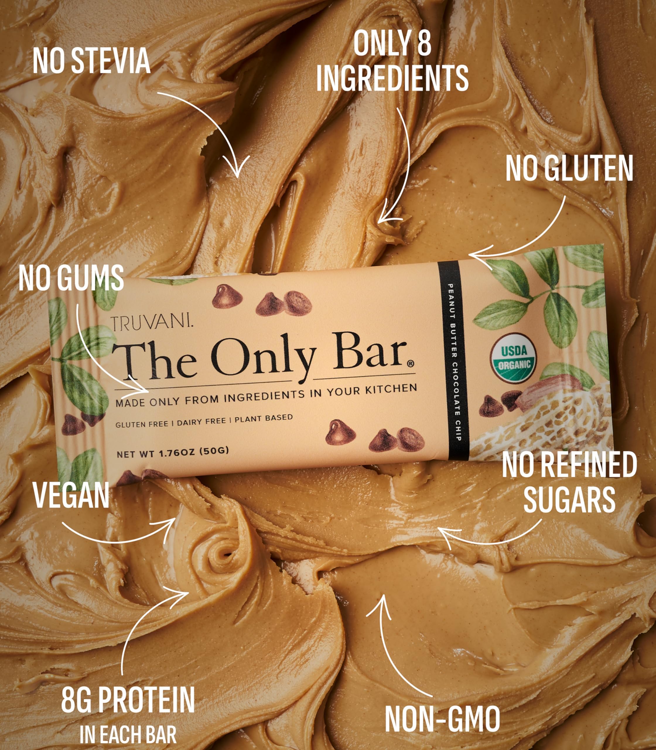 Truvani Plant Based Snack Bars | Variety | 12 Pack | Vegan | 5-8g Protein | USDA Organic and Vegan | Dairy, Soy, and Gluten Free | Individually Wrapped