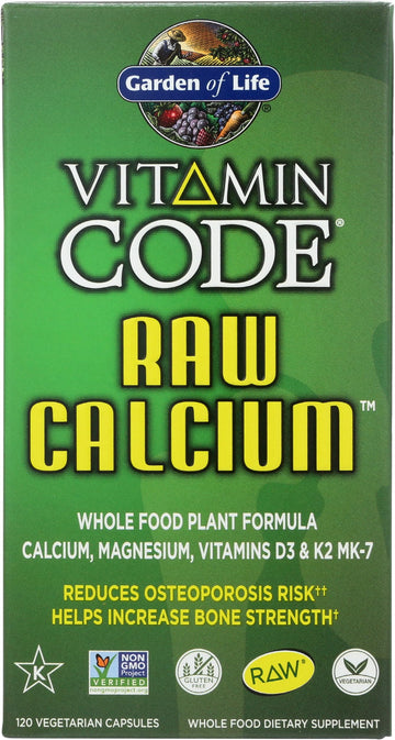 Garden of Life Raw Calcium Supplement for Women and Men - Vitamin Code Made from Whole Foods with Magnesium, K2, Vitamin D3 and Vitamin C