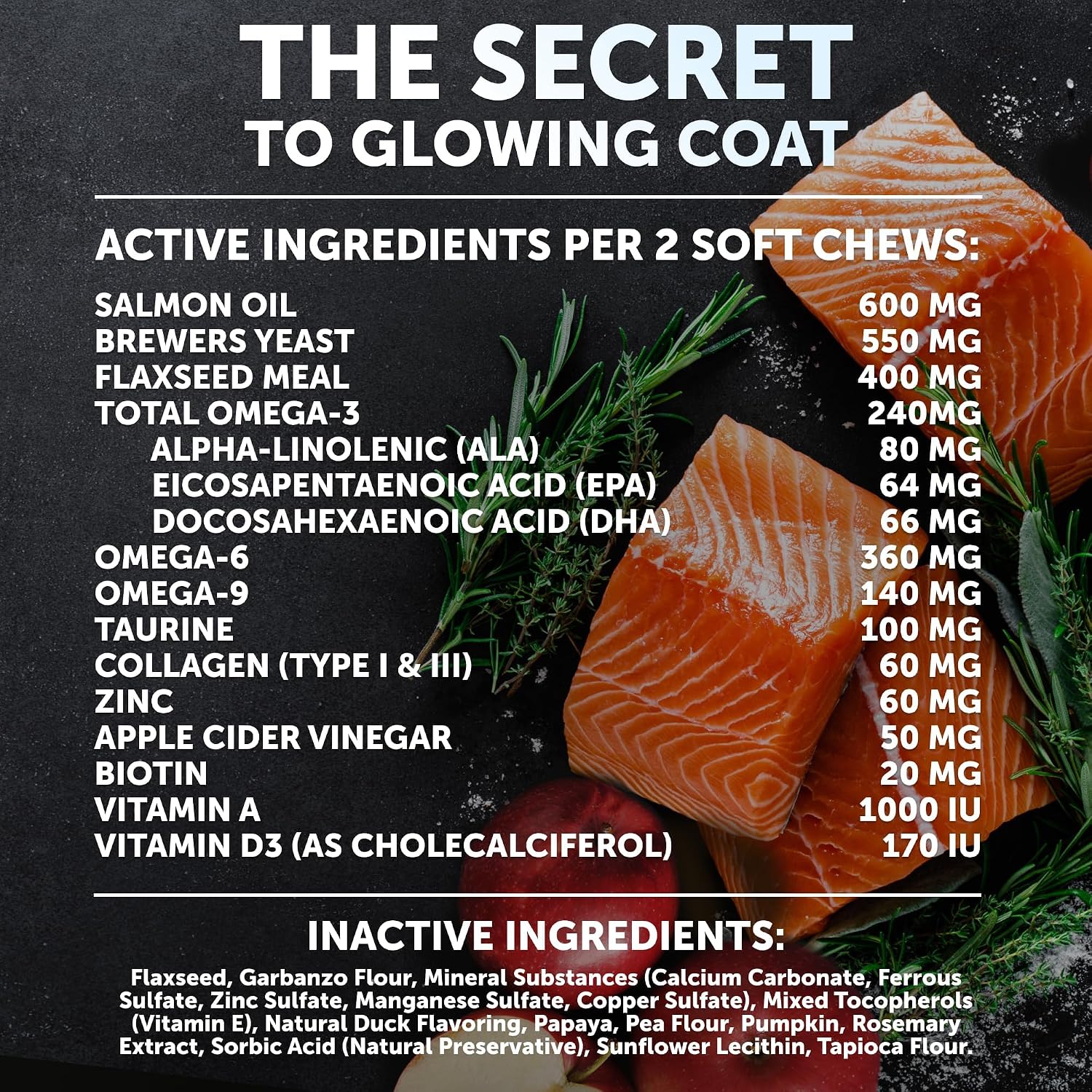 Omega 3 Fish Oil for Dogs - Dog Allergy Chews - Itch Relief & Skin and Coat Supplement with Salmon Oil - Hot Spots Treatment - Allergy & Anti Shedding Support - EPA & DHA Fatty Acids - 120 Treats