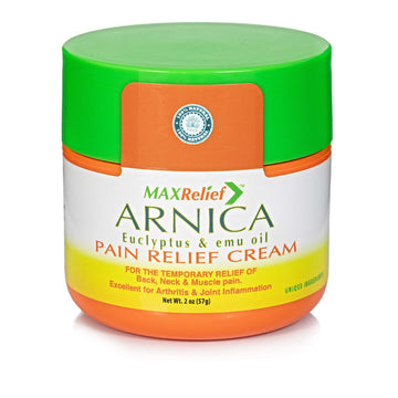 MaxRelief Arnica Montana Pain Cream - Advanced Formula for Deep Relief - Soothe Knee, Joint & Muscle Pain - Reduce Swelling, Joint Inflammation Fibromyalgia & Plantar Fasciitis Relief - Emu Oil 2oz MaxReliefBuy Supplements Australia