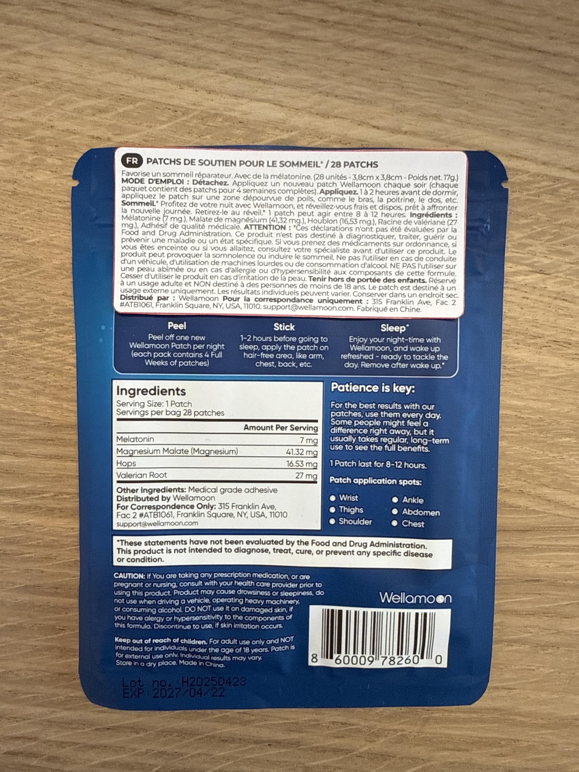 Wellamoon Original Sleep Patches for Adults Extra Strength | Easy-to-Apply Sleep Patch with Melatonin & Valerian | Relax & Wake Up Refreshed | Long-Lasting Night Comfort for Men & Women | 28 Patches