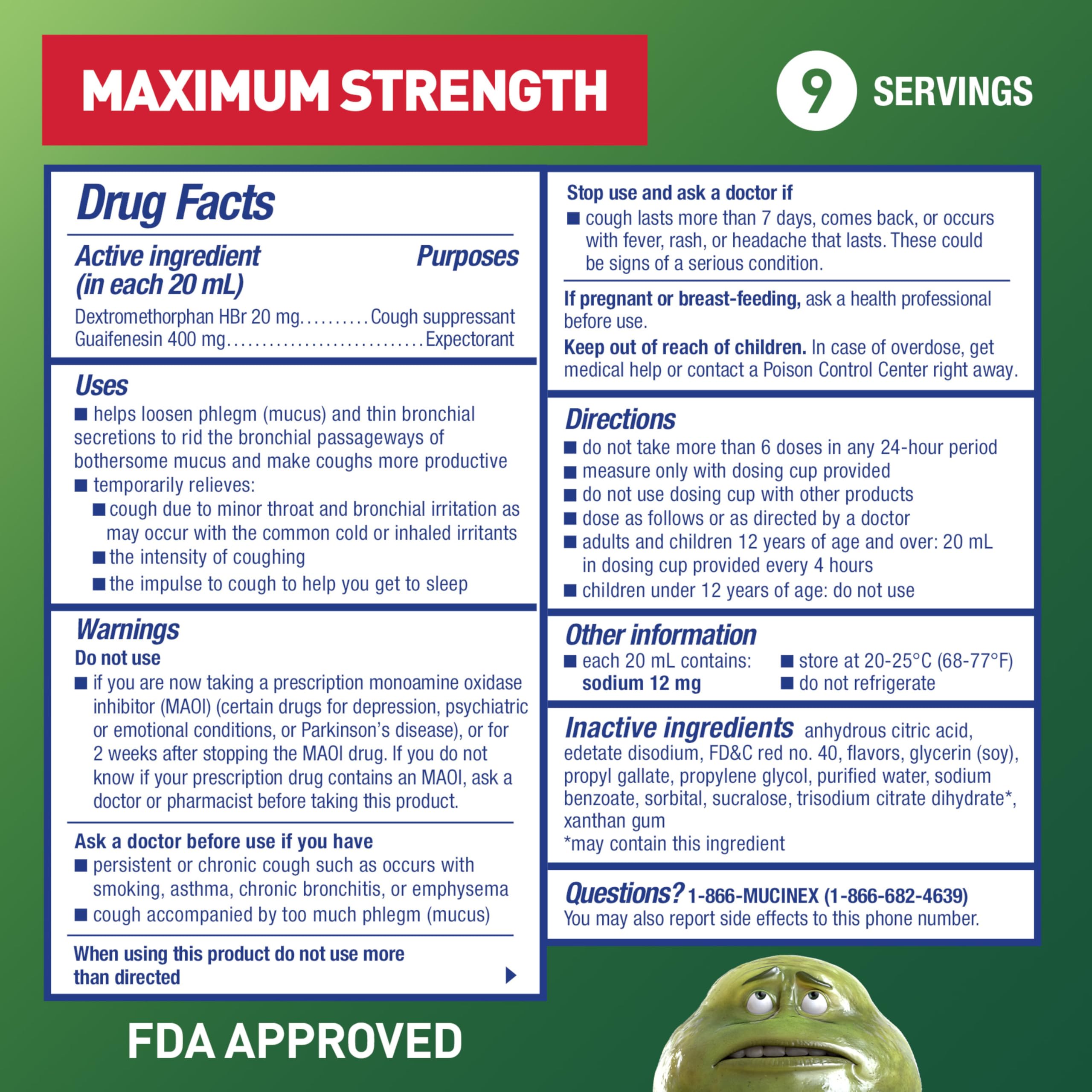 Mucinex DM Max Liquid Cough & Cold Medicine for Adults, Cold and Flu Medicine for Excess Mucus Relief, Guaifenesin, Dextromethorphan Expectorant & Decongestant for Adults, Dr Recommended, 6.0 Fl Oz