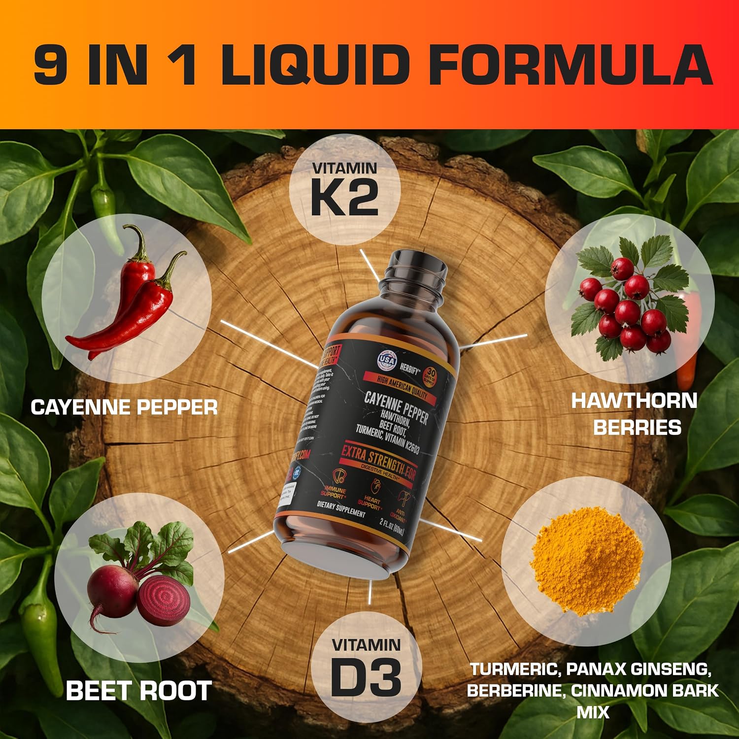 HERBIFY Bundle - Mullein Leaf Extract & Cayenne Pepper Drops - Lung Cleanse & Immune Support, Detox and Digestion Support