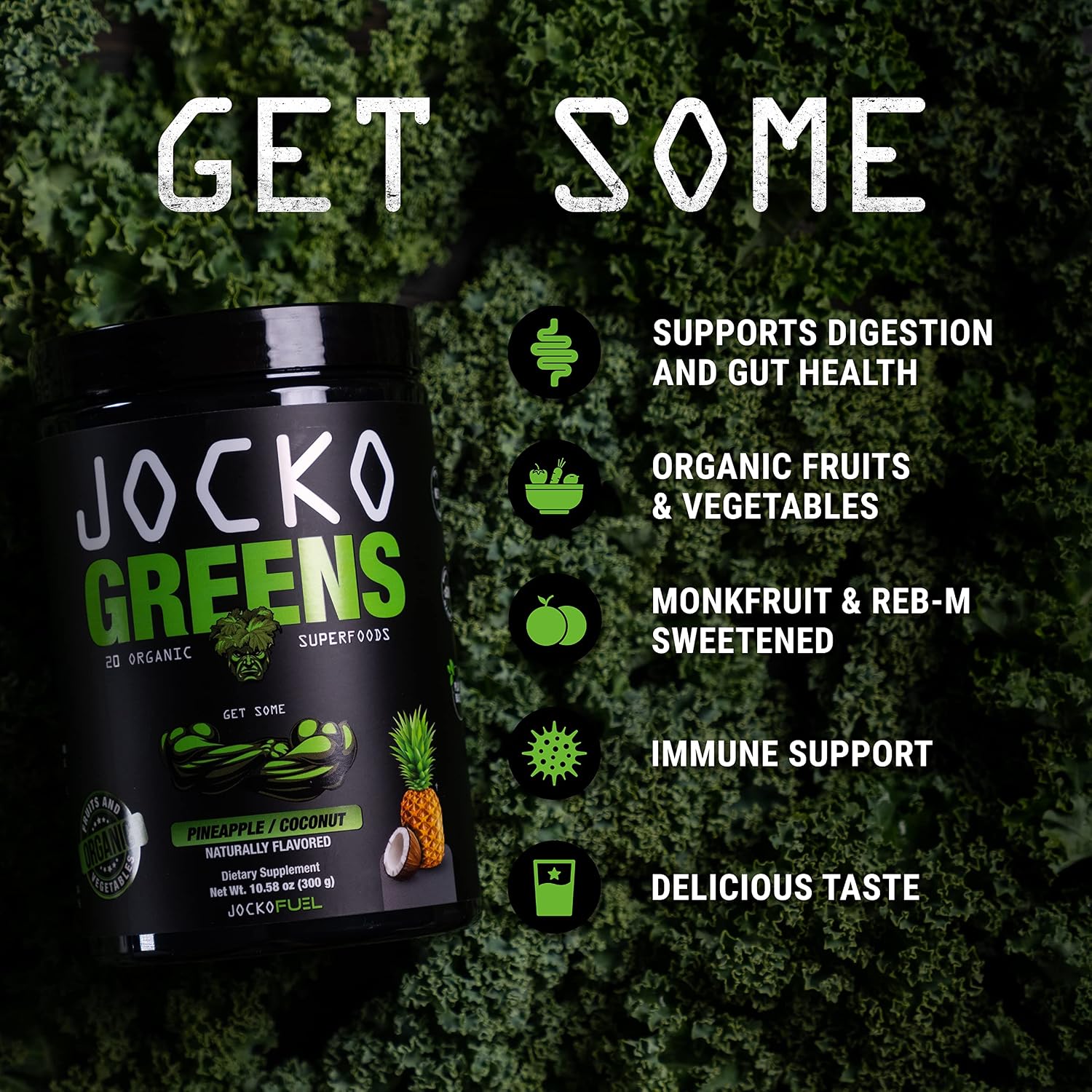 Jocko Fuel Greens Powder Bundle - Greens & Superfood Powder for Healthy Green Juice - Keto Friendly with Spirulina, Chlorella, Digestive Enzymes, & Probiotics - 60 Servings