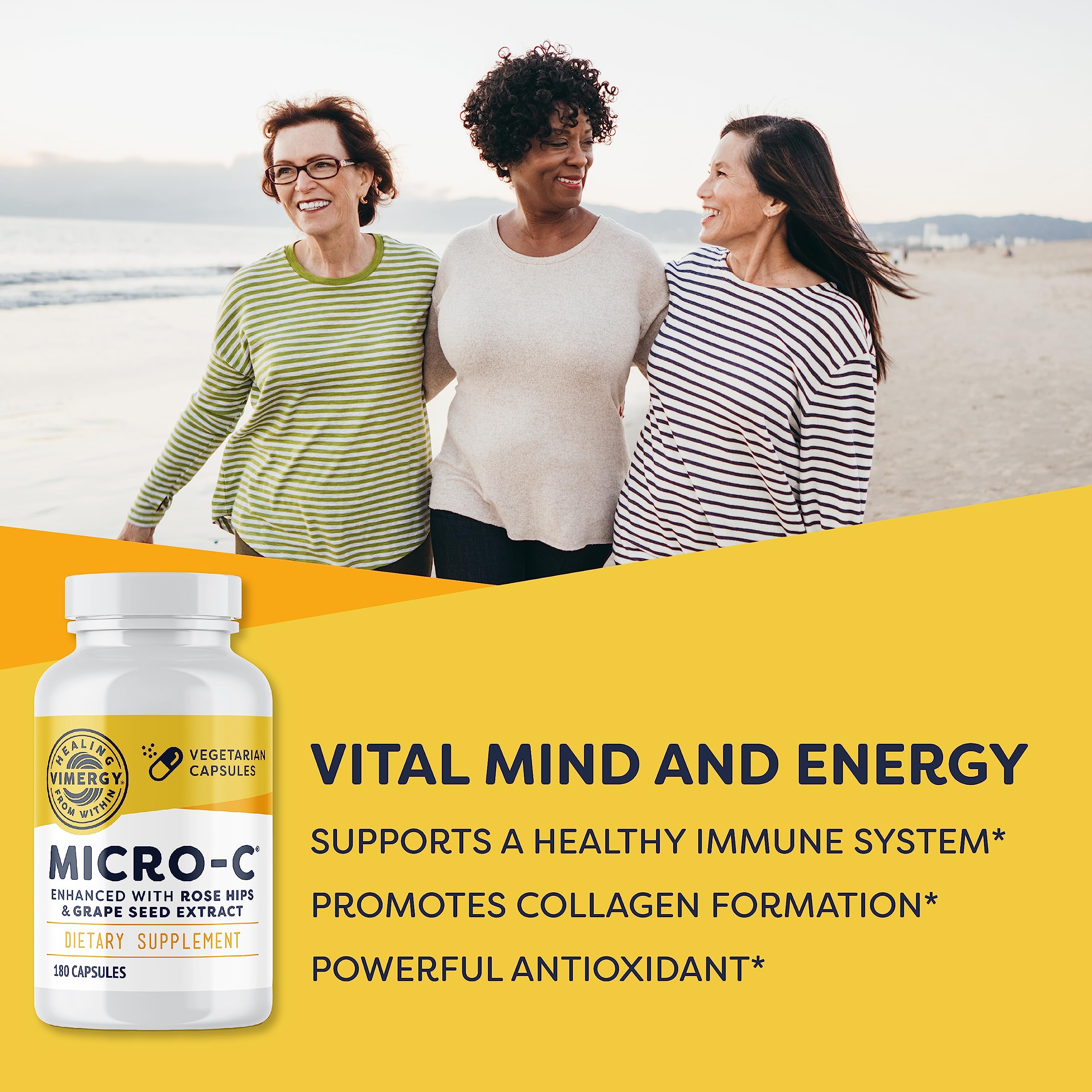 Vimergy Micro-C® Vitamin C Capsules – 500mg per Capsule, Supports Immune Health*, Promotes Collagen Production, Supports Healthy Bones*, Kosher, Vegan & Gluten-Free (90 Capsules)