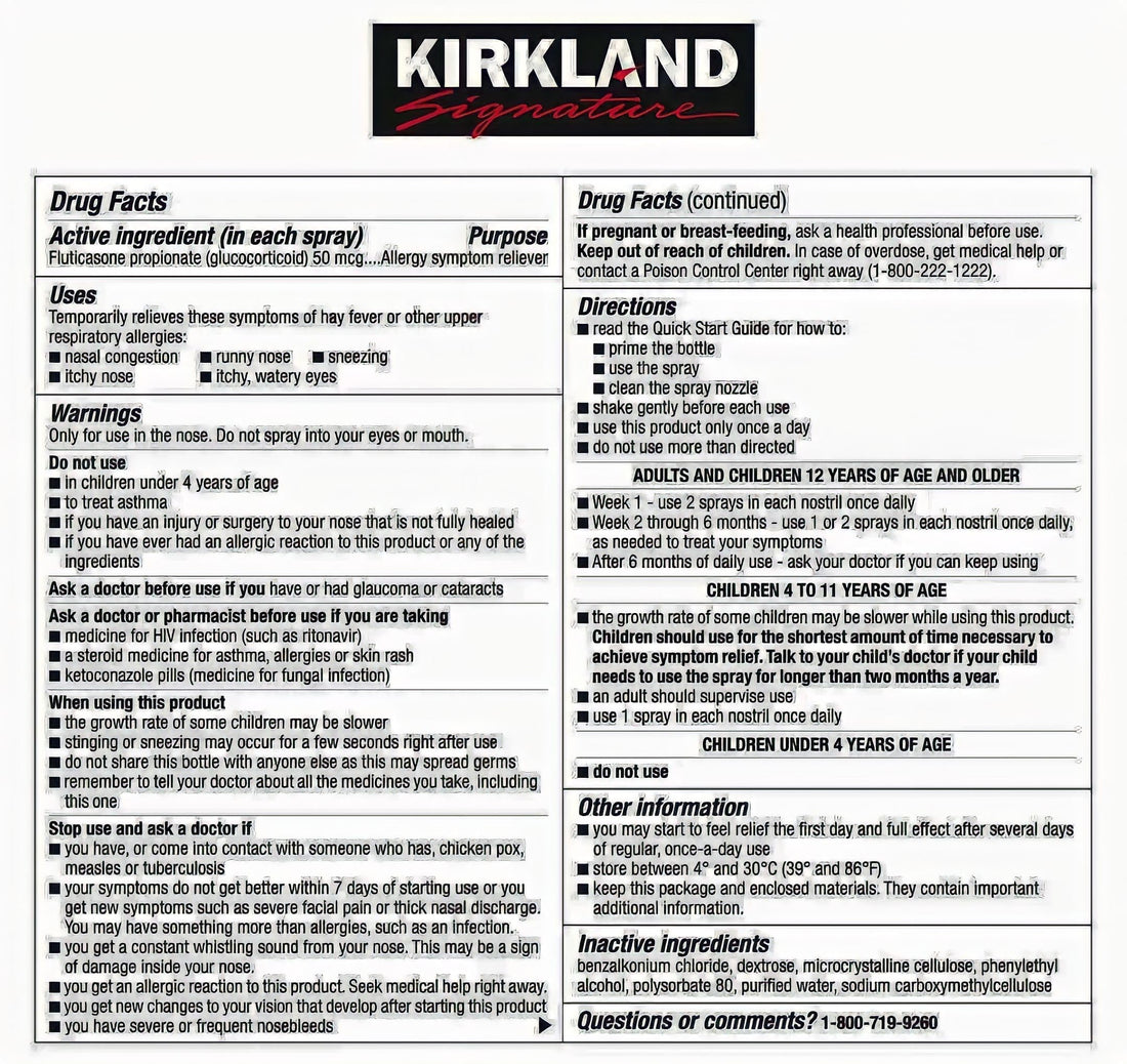 Kirkland Signature Aller-Flo Fluticasone Propionate (Glucorticoid) 5 Bottles x 120 Metered Sprays 0.54 Fl OZ per Bottle (15.8 mL x 5) 2.70 OZ Total (79 mL Total) 600 Total Sprays Total, 1-Pack KIRKLAND buy supplements Au