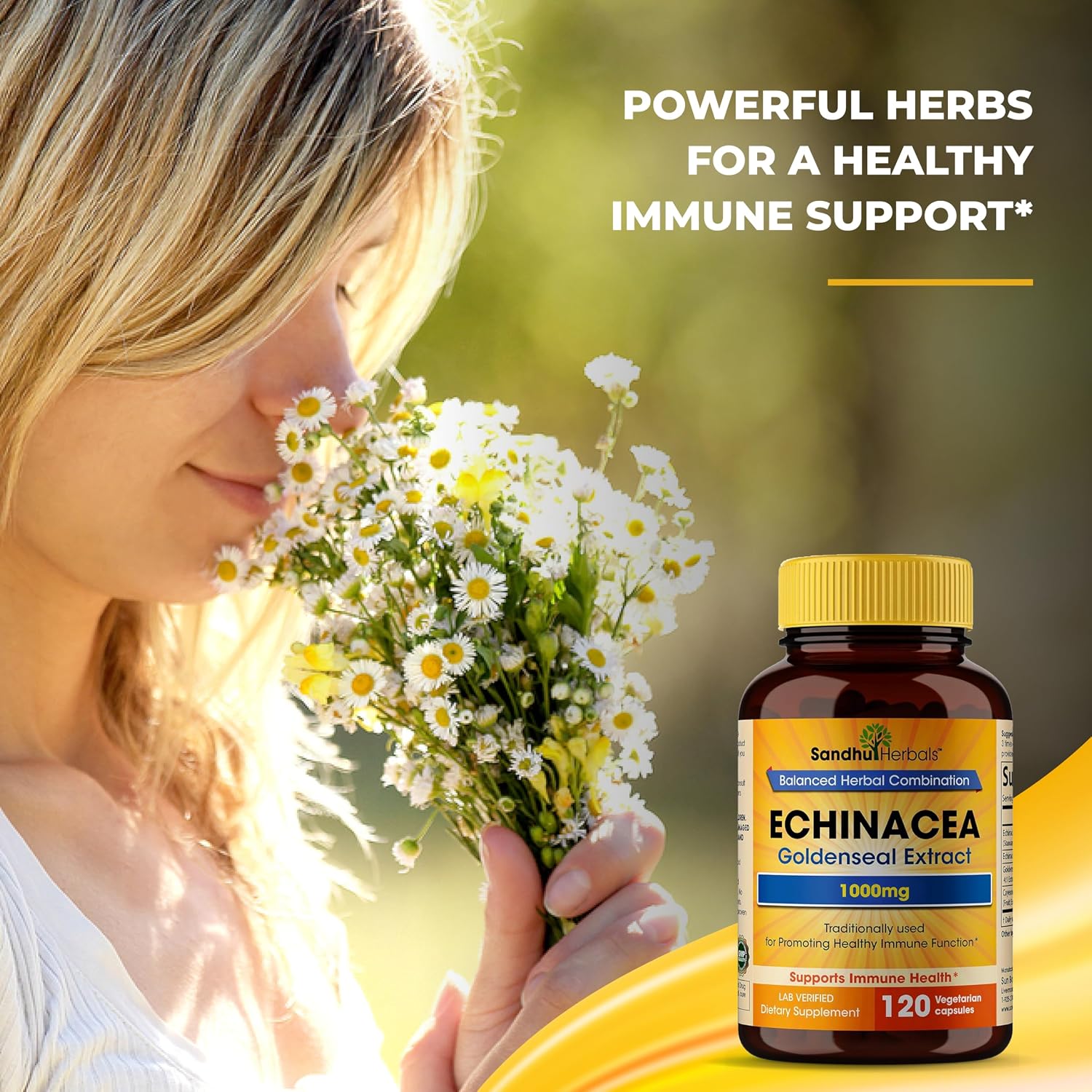 Echinacea Goldenseal 1000 Mg 120 Capsules | Immune System Support Respiratory Response Inflammatory Response Supplement