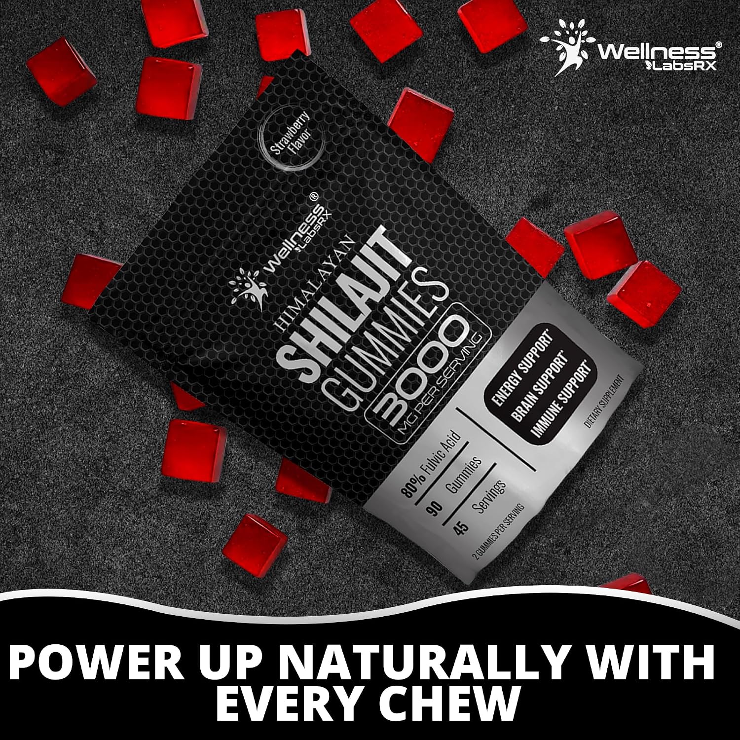 Shilajit Gummies for Men - 3000mg Pure Himalayan Shilajit for Women, Keto-Friendly, Rich in Trace Minerals & Fulvic Acid - 90 Count