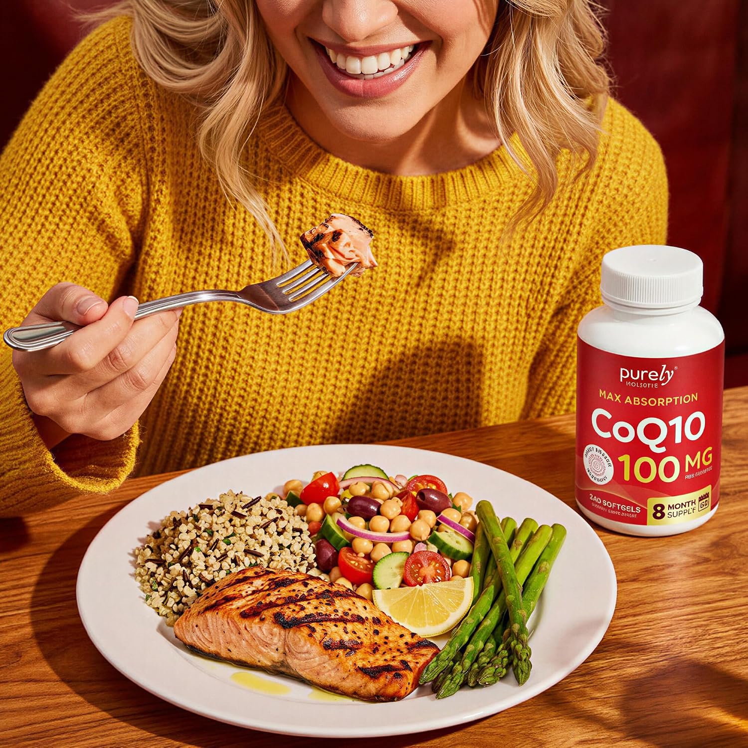 CoQ10 100mg Softgels, Heart Health Support, 8 Month Supply, High Absorption | Coenzyme Q10 for Energy Levels & Vitality Support, Co Q 10 Supplement, Non-GMO, Gluten-Free, 240 Co Q10 Softgels (Once-Daily)
