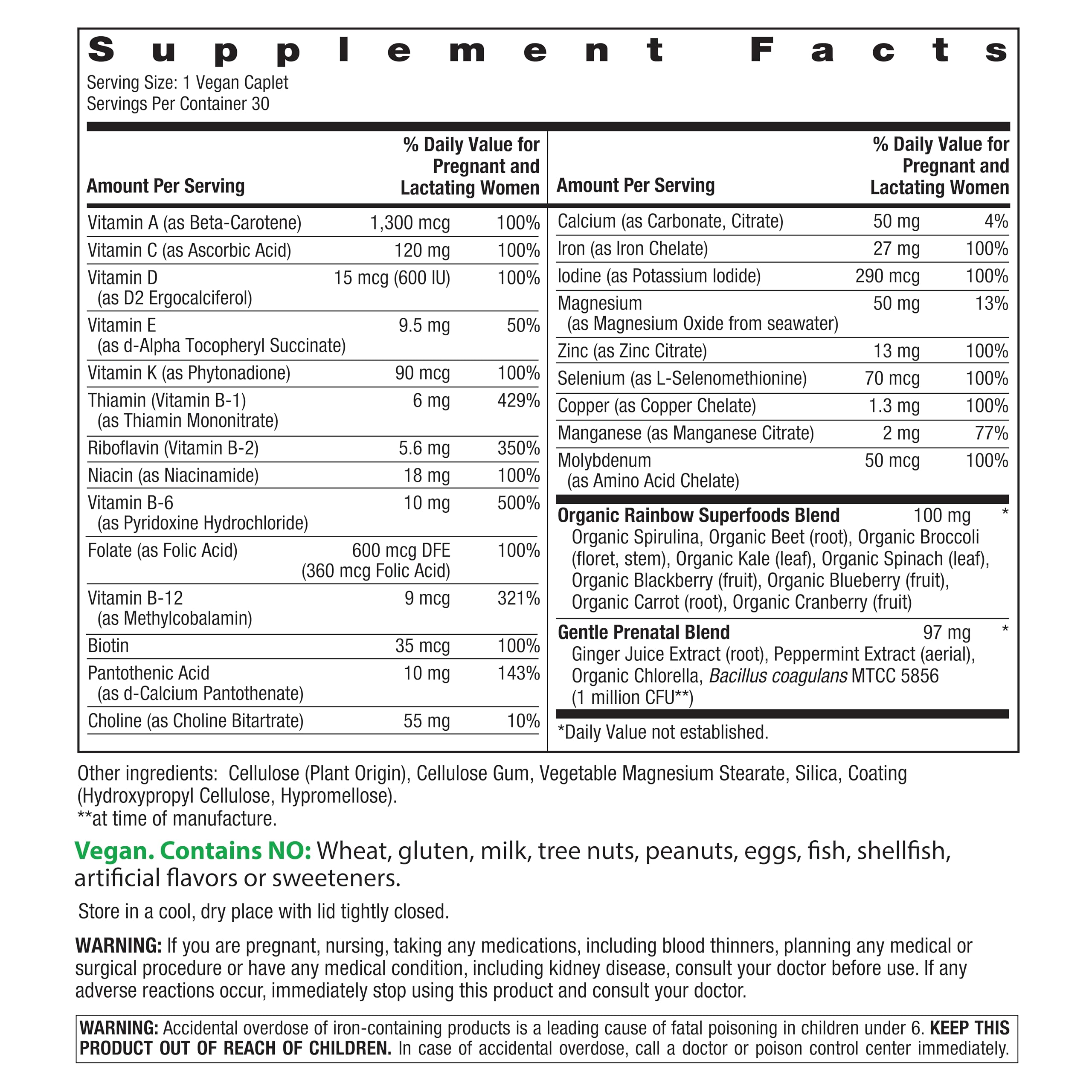 Rainbow Light Prenatal Multivitamin One + for Women | 60 Caplets | Essential Nutrition for Mom & Baby | Real Food Nutrients | Prenatal Botanical & Probiotic Blend | Essential Nutrition for Mom & Baby | Real Food Nutrients | Prenatal Botanical & Probiotic