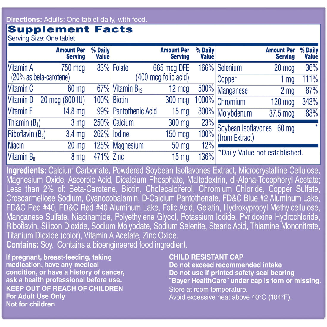 One A Day Women's Menopause Formula supplement box on a white background