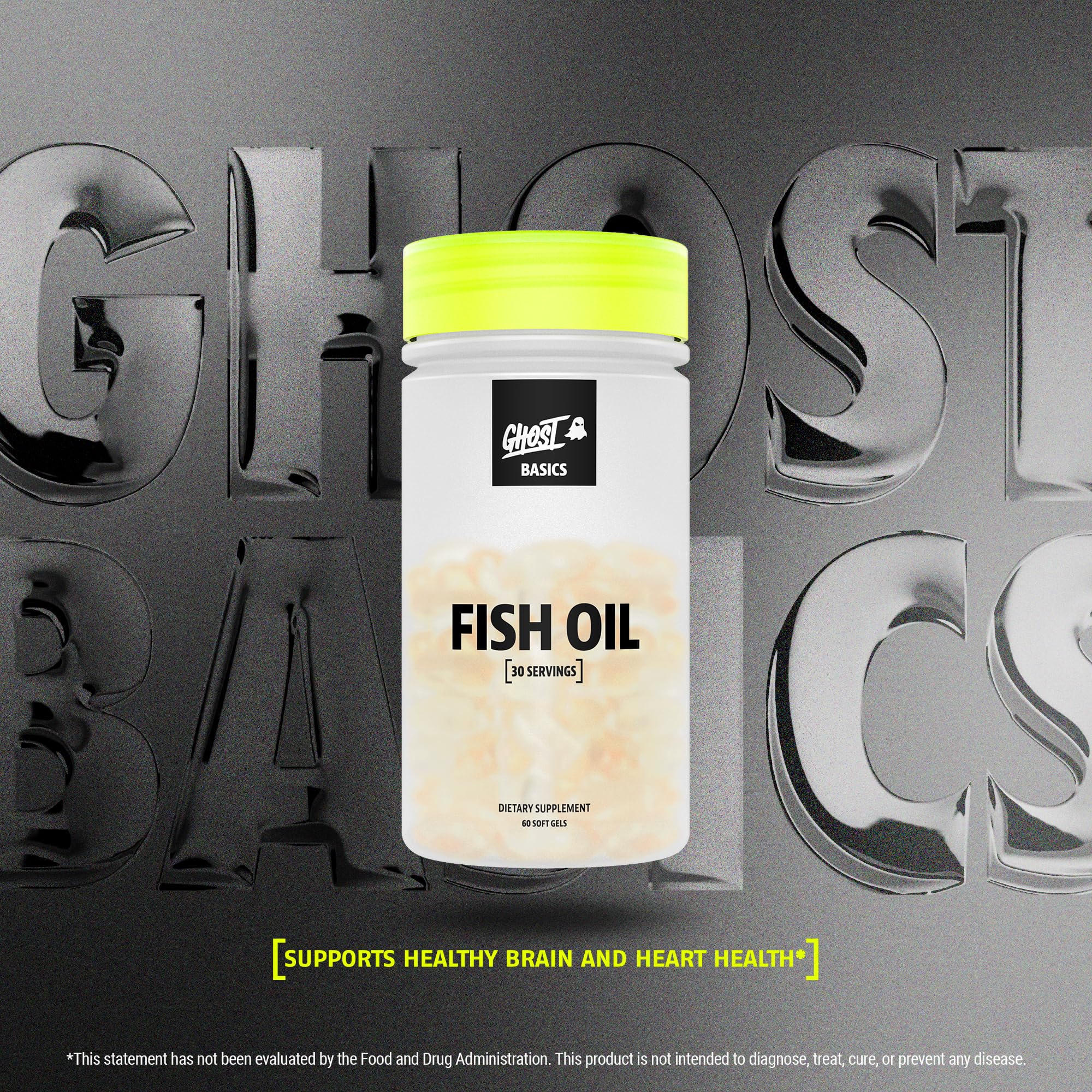 GHOST Basics Fish Oil Supplement, 3000MG Daily Omega 3 Fatty Acids with DHA & EPA for Brain, Heart Health & Immunity Support - Gluten-Free & Soy-Free - 60 Enteric Coated Softgels GHOSTBuy Supplements Australia