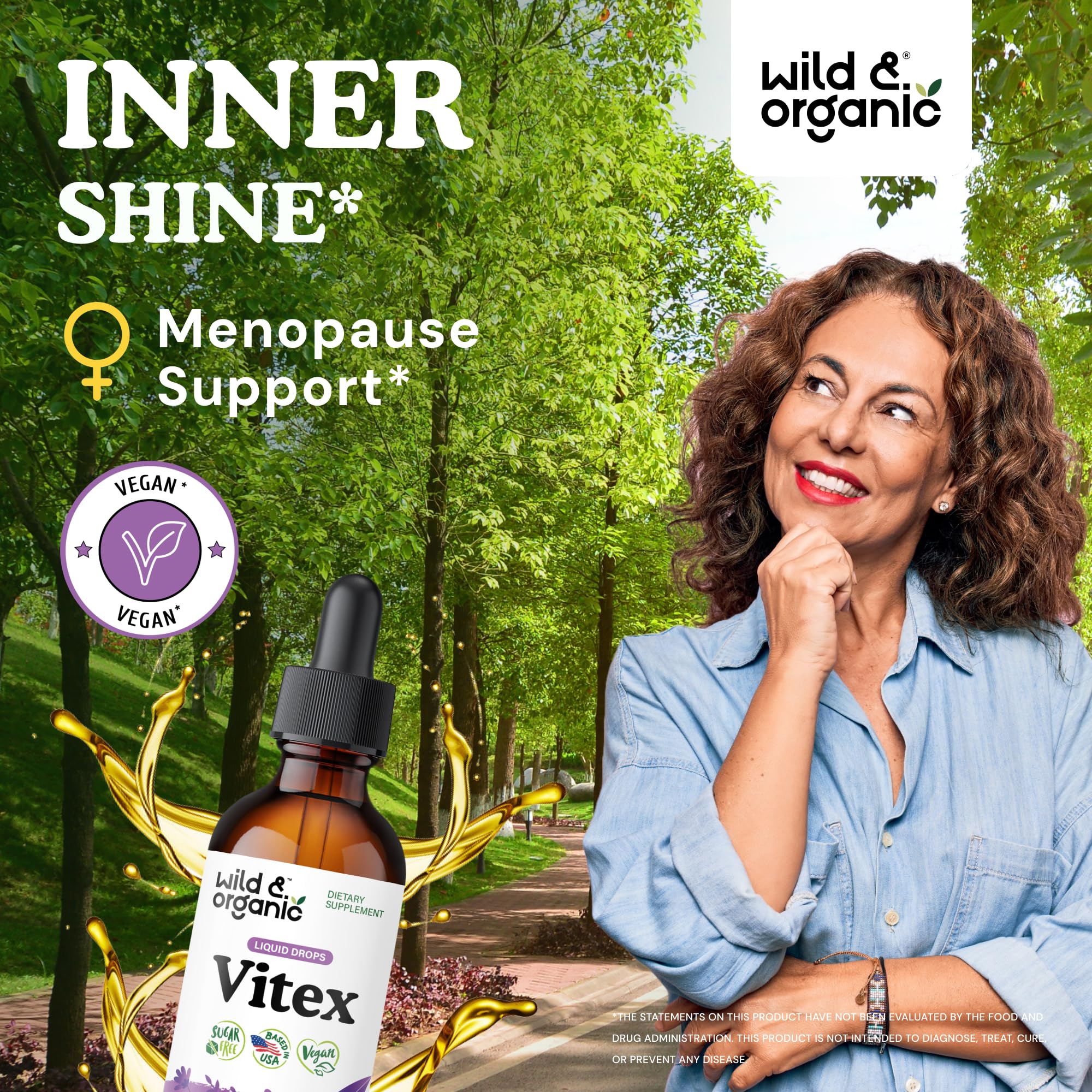 Wild & Organic Vitex Tincture - Mood & Perimenopause Support - Vitex Chasteberry Supplement for Women - Liquid Chaste Tree Berry Extract - Vegan, Sugar & Alcohol-Free Herb Drops - 4 fl oz
