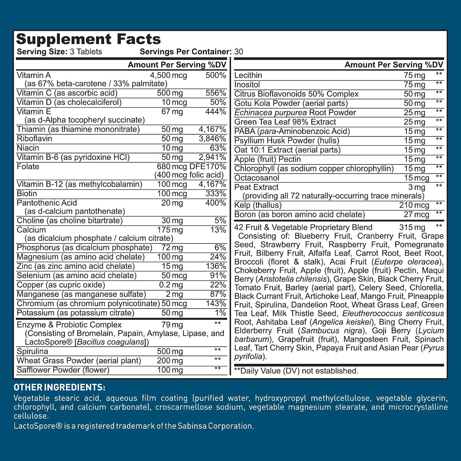 Dr. Tobias Adult Multivitamin for Women & Men 90 Count | Daily Energy & Immune Support | Vitamin Supplement with 42 Fruits & Vegetables + Probiotic + Enzymes | Vegan | 30 Servings