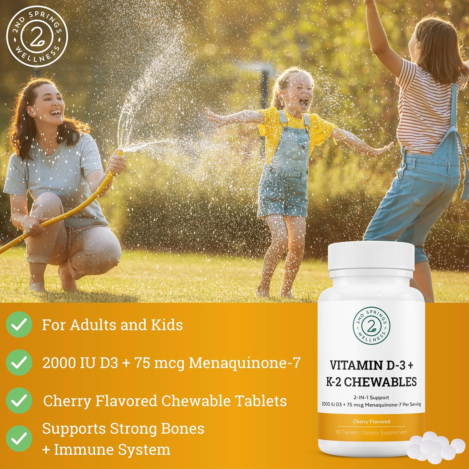 Women's Daily 7 Essentials, Vitamin D3 + K2 Chewables & Adaptogen Complex Bundle
