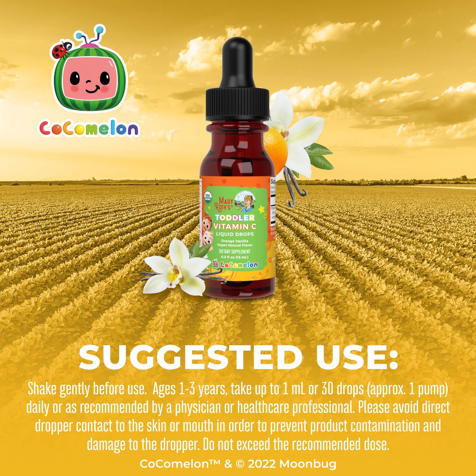 MARYRUTH'S USDA Organic Kids Vitamin C Drops Vegan Vitamin C Immune Support Supplement for Ages 4-13 | Immune Support & Overall Health | Vitamin C from Organic Acerola Fruit Extract | 2oz
