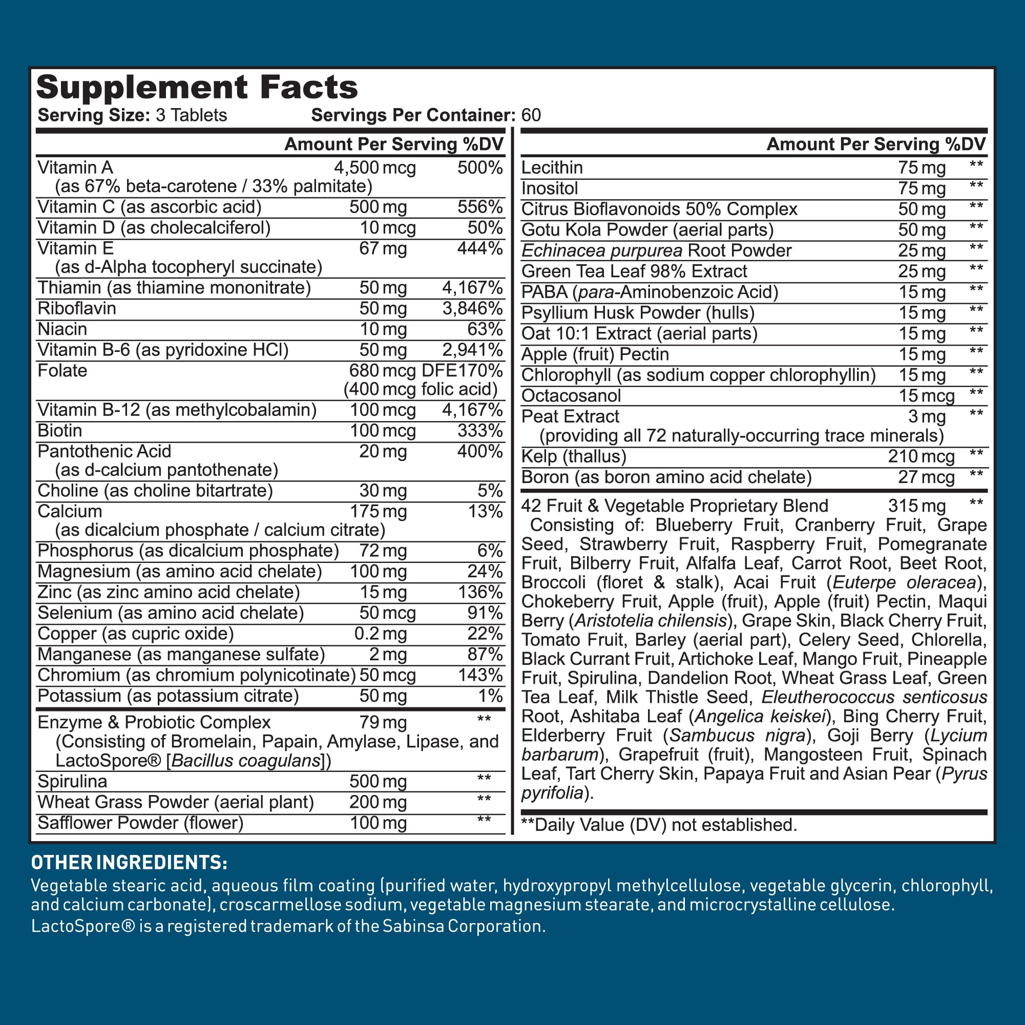 Dr. Tobias Adult Multivitamin for Women & Men 90 Count | Daily Energy & Immune Support | Vitamin Supplement with 42 Fruits & Vegetables + Probiotic + Enzymes | Vegan | 30 Servings