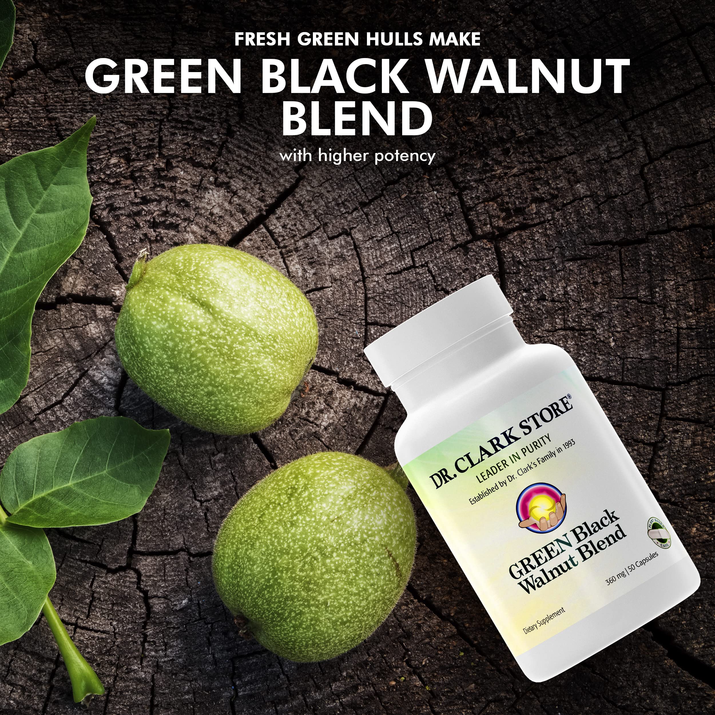 Dr Clark Green Black Walnut Blend - Freeze Dried Hull Dietary Supplement, Extra Strength Formula from All Natural Walnuts, Supports Healthy Intestinal Environment, 360mg, 50 Gelatin Capsules Dr Clark StoreBuy Supplements Australia
