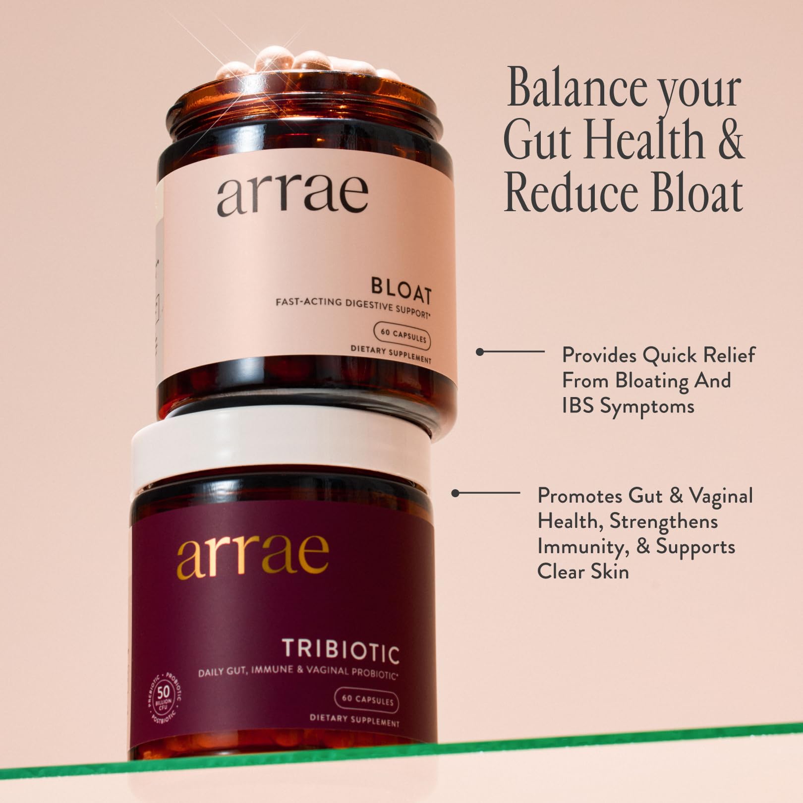 Arrae Fast-Acting Bloating Relief Digestive Enzymes, All Natural Bloat, Gas & Indigestion Relief Capsules, 60 Count - PrimeBioHealth - canada supplements