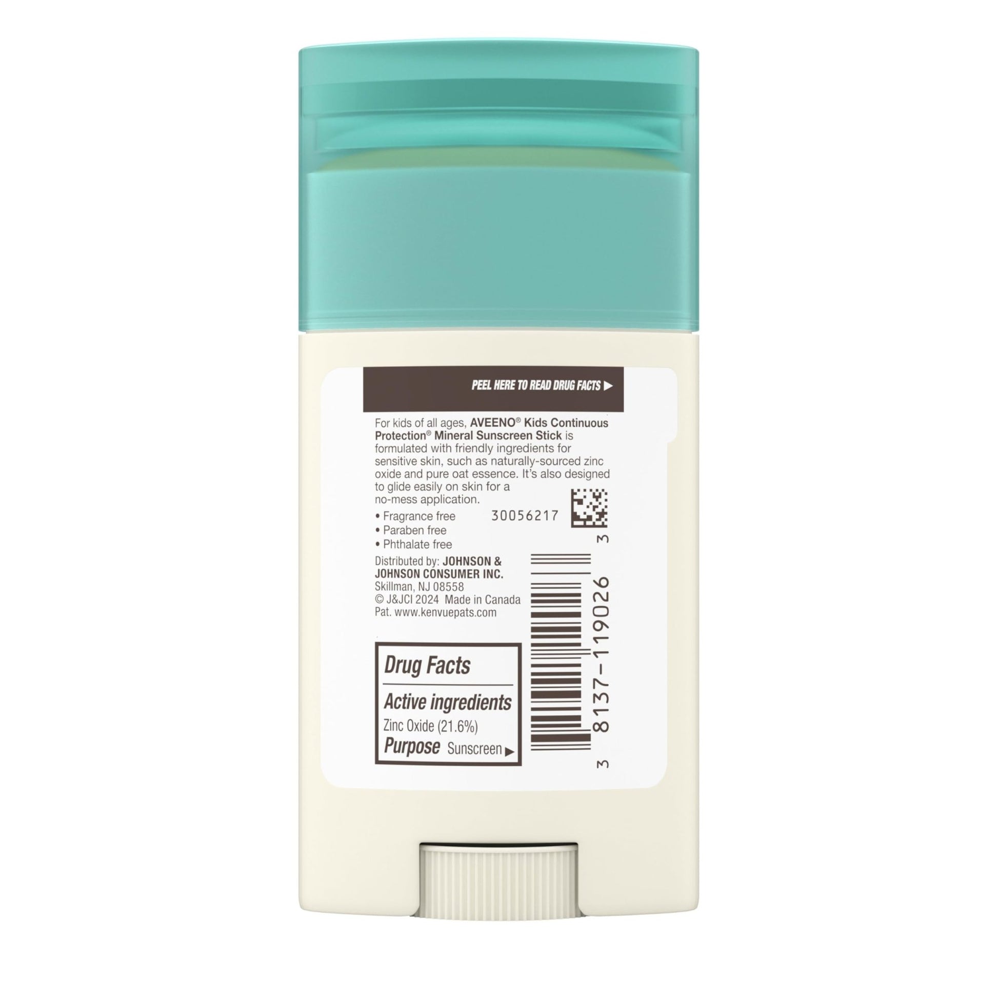 Aveeno Kids Continuous Protection Zinc Oxide Mineral Sunscreen Stick for Sensitive Skin, Face & Body Sunscreen Stick for Kids - PrimeBioHealth - canada supplements