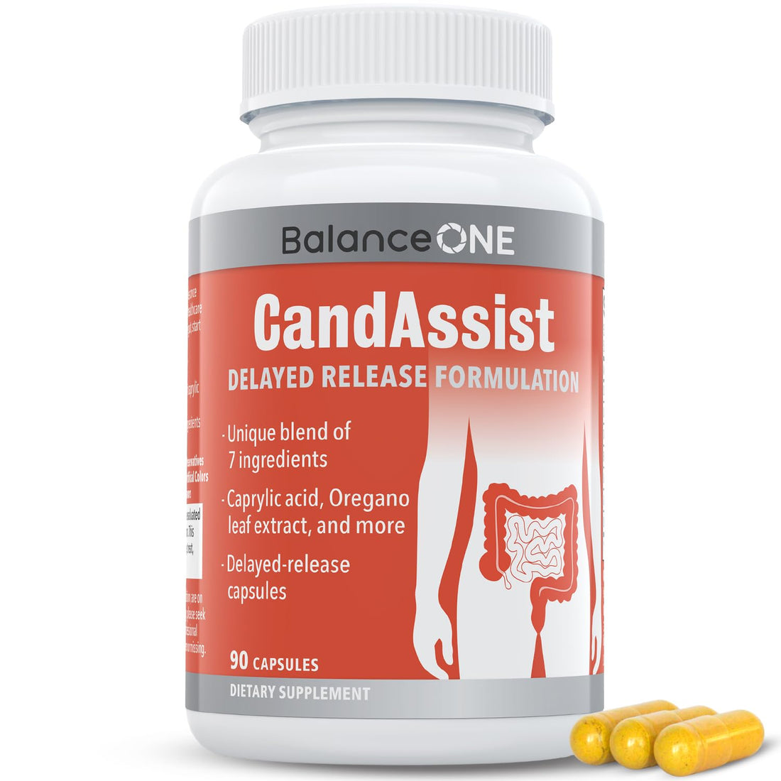Balance ONE Candida Cleanse & Yeast Support Complex – Caprylic Acid, Undecylenic Acid, Berberine & Oregano Leaf – Gut Flora Balance for Women & Men - PrimeBioHealth - canada supplements