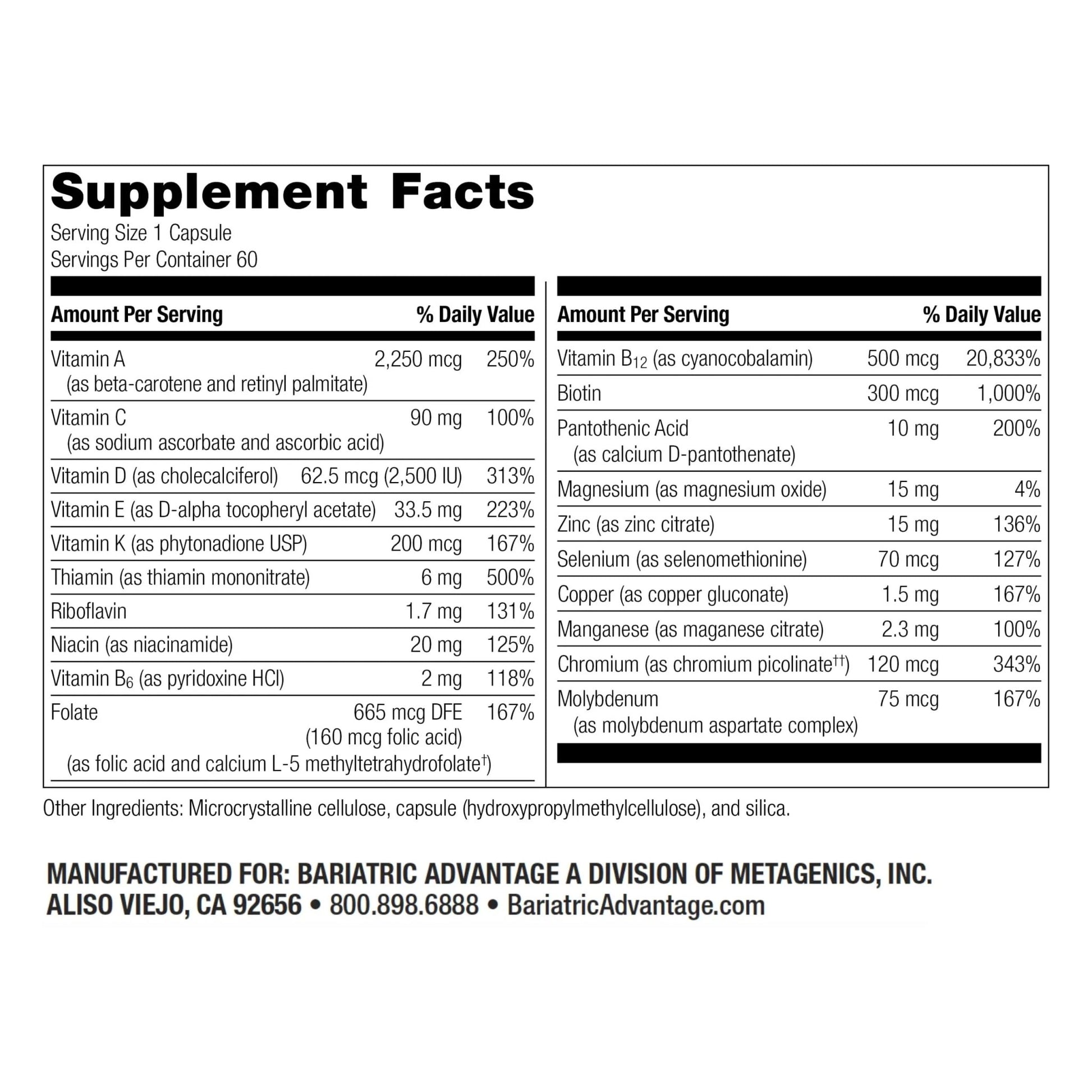 Bariatric Advantage High ADEK Multi - for Bariatric Surgery Patients - Multivitamin with Vitamins A, D, E, K & Trace Minerals - PrimeBioHealth - canada supplements