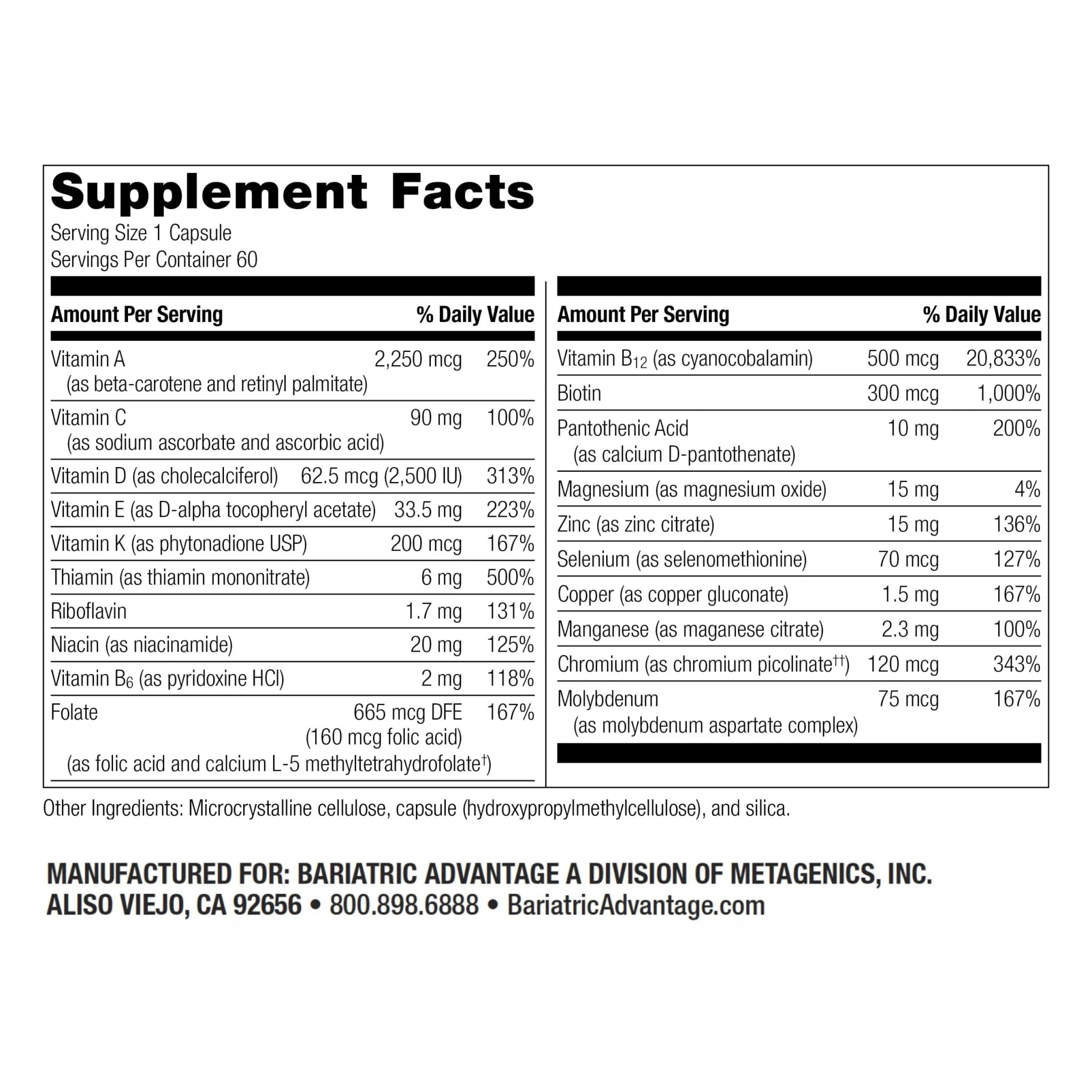 Bariatric Advantage High ADEK Multi - for Bariatric Surgery Patients - Multivitamin with Vitamins A, D, E, K & Trace Minerals - PrimeBioHealth - canada supplements