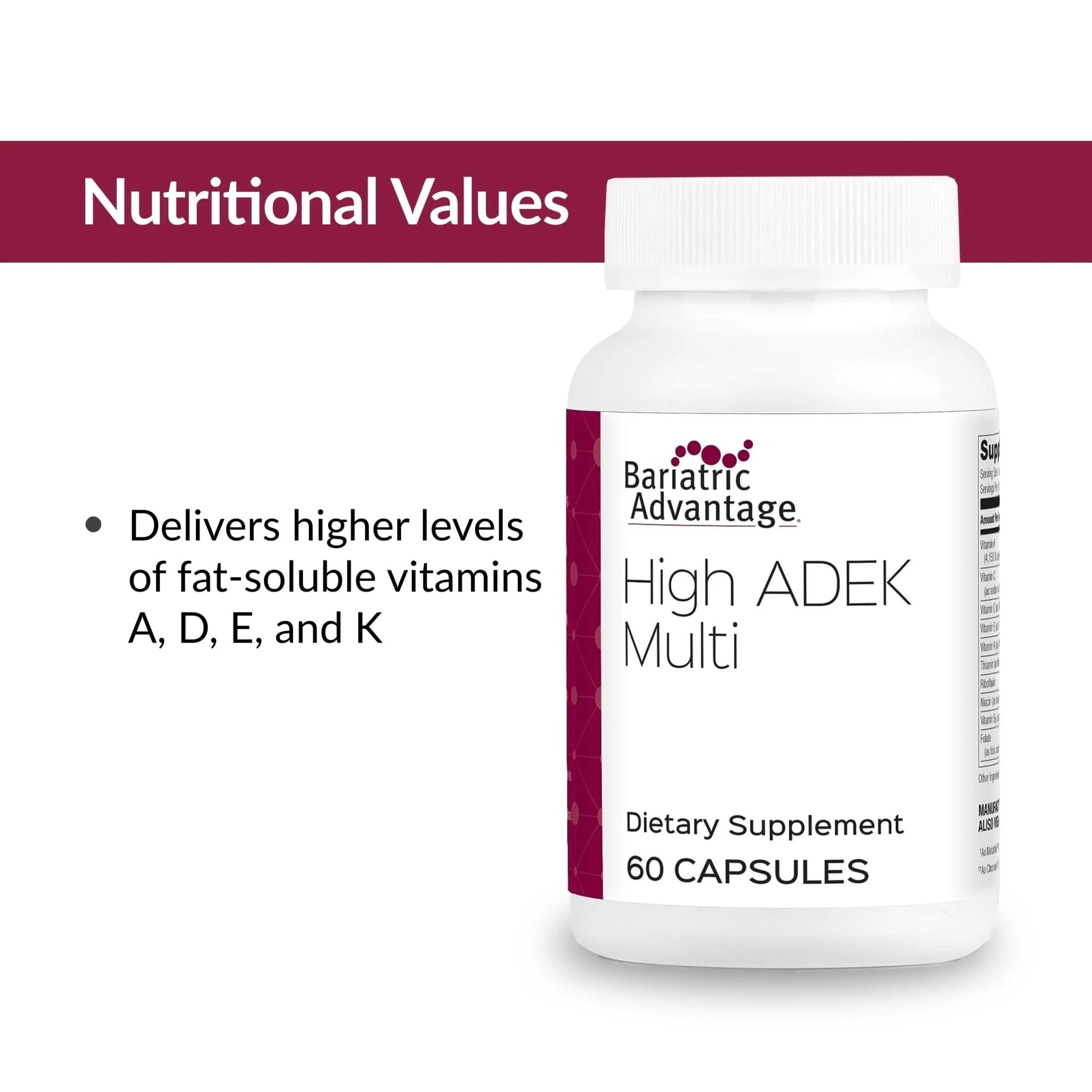 Bariatric Advantage High ADEK Multi - for Bariatric Surgery Patients - Multivitamin with Vitamins A, D, E, K & Trace Minerals - PrimeBioHealth - canada supplements