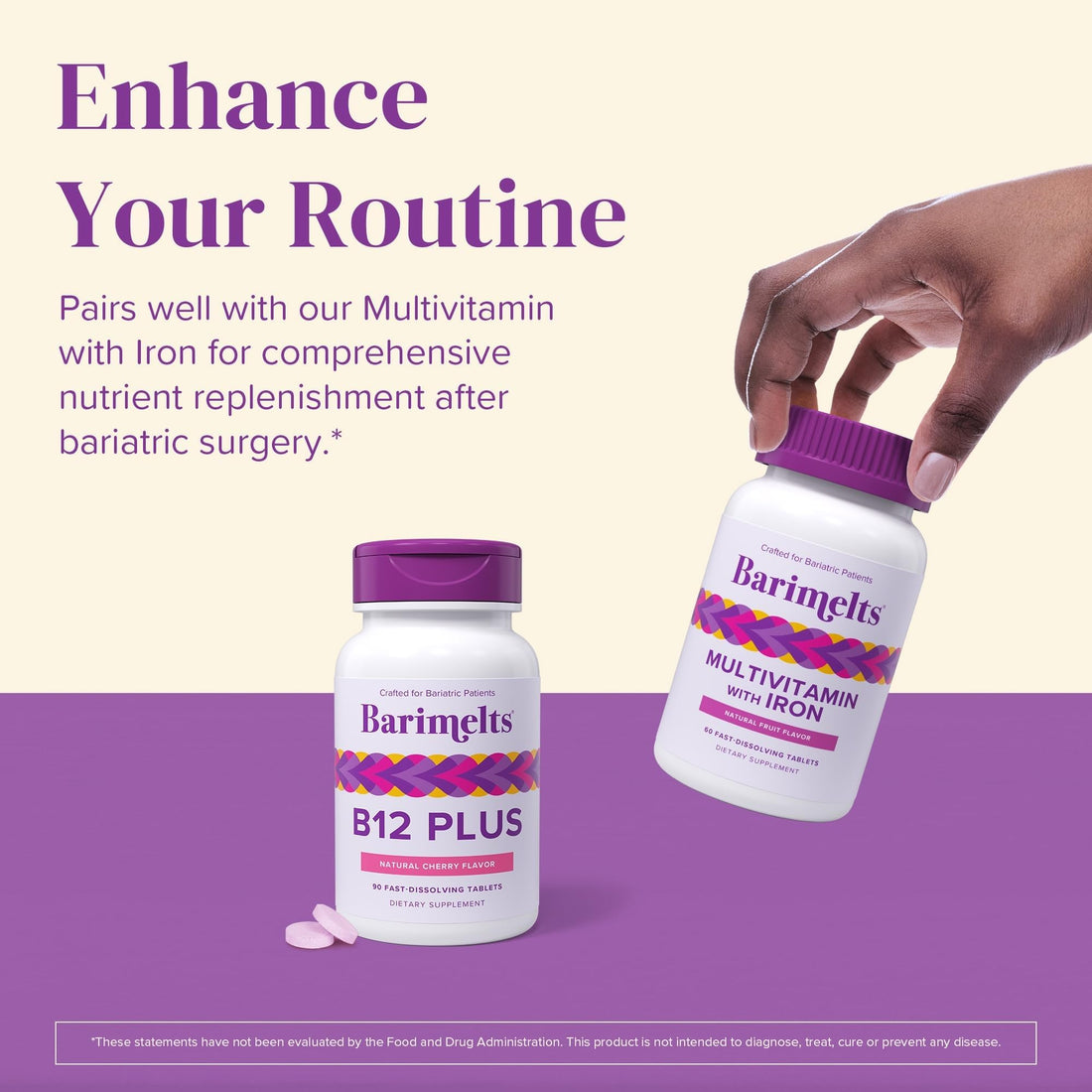 BariMelts Vitamin B12 Plus, 90 Fast-Dissolving Tablets (3-Month Supply), Sugar-Free Bariatric Vitamins for Women, Includes B12, B6 - PrimeBioHealth - canada supplements