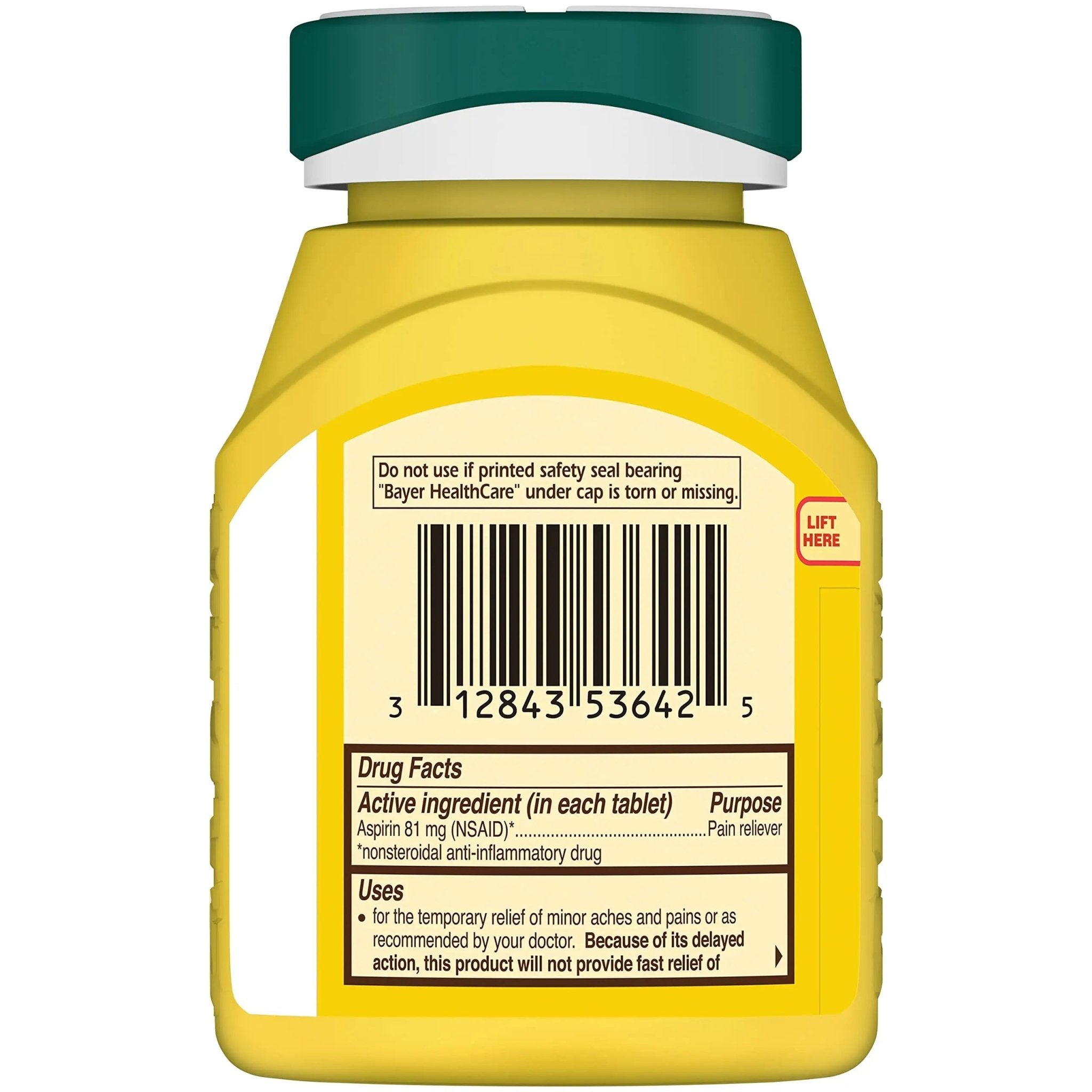 Bayer Aspirin Low Dose 81 mg, Enteric Coated Tablets, Doctor Recommended, Secondary Prevention of Cardiovascular Disease, 300 Safety Coated Tablets (Packaging may vary) - PrimeBioHealth - canada supplements