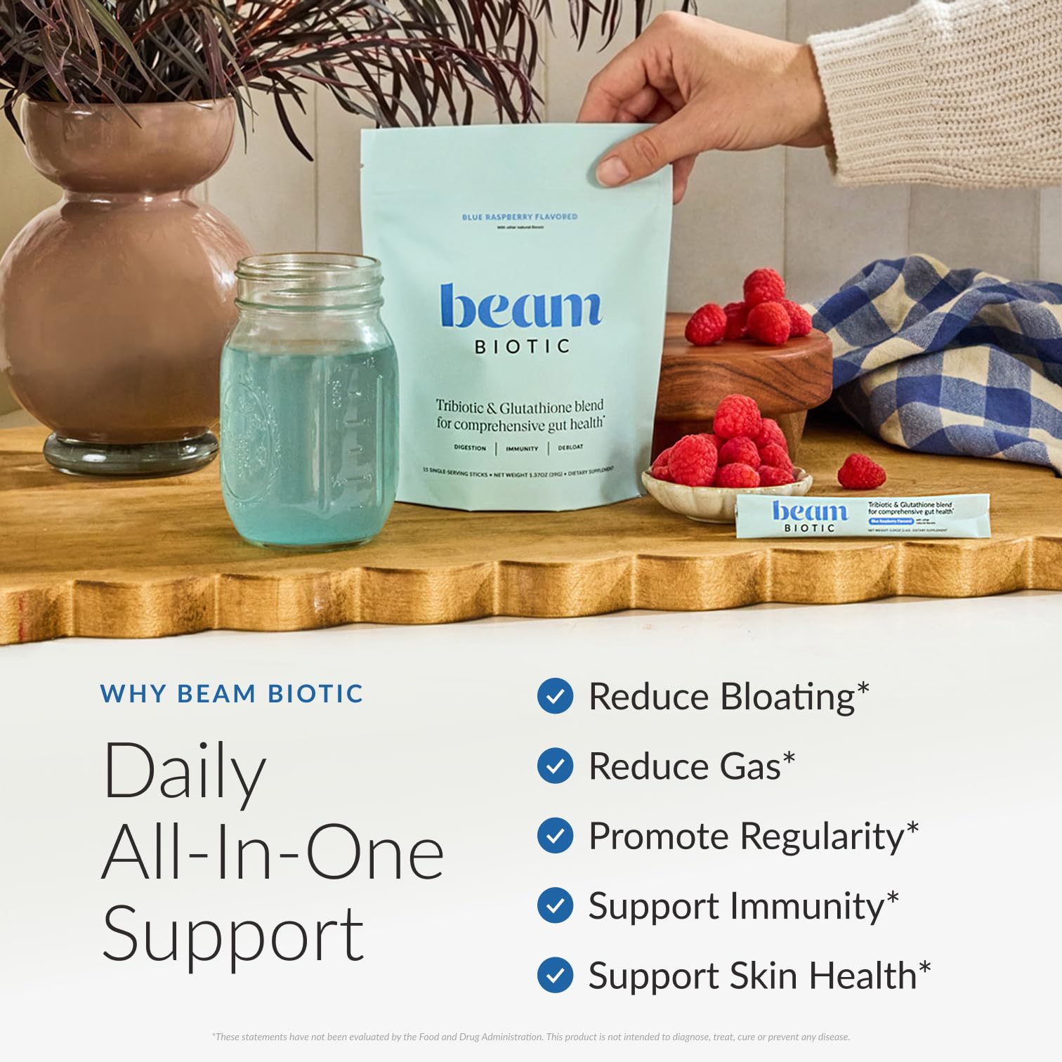 Beam Biotic Probiotics for Women – Gut Health & Digestive Health Powder with Pre, Pro & Postbiotics + Glutathione, Daily Probiotic Drink for Bloating Relief & Gut Balance - PrimeBioHealth - canada supplements