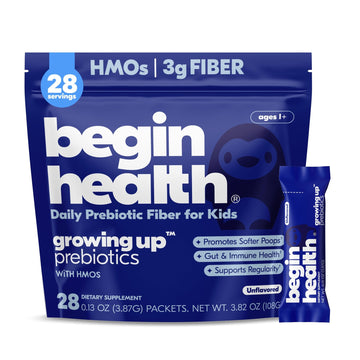 Begin Health Growing Up Prebiotics for Kids 28-Packs | Prebiotic Soluble Powder Stool Softeners and Digestive Gut Health Supplement | Ideal to Mix with Kids Daily - PrimeBioHealth - canada supplements