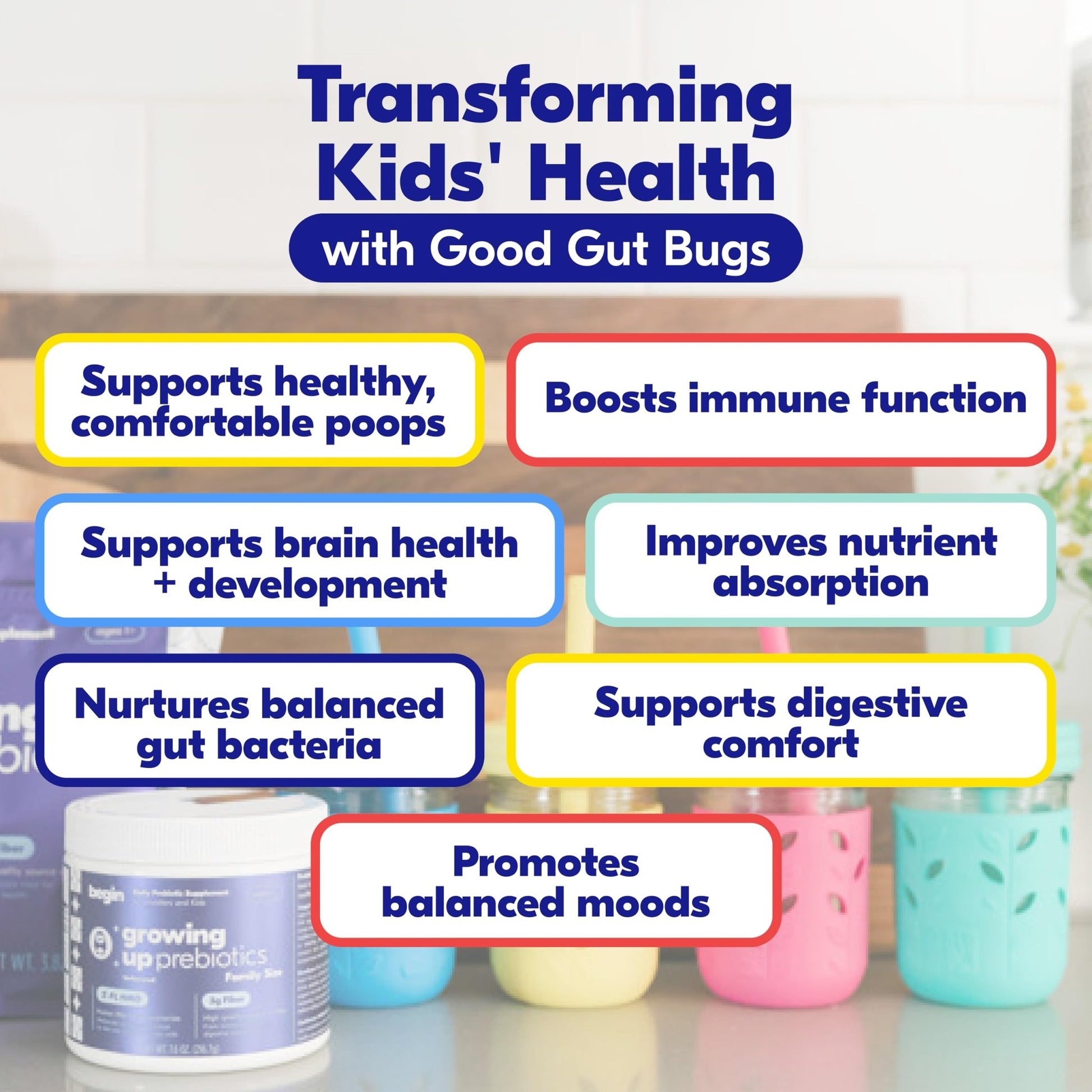 Begin Health Growing Up Prebiotics for Kids 28-Packs | Prebiotic Soluble Powder Stool Softeners and Digestive Gut Health Supplement | Ideal to Mix with Kids Daily - PrimeBioHealth - canada supplements