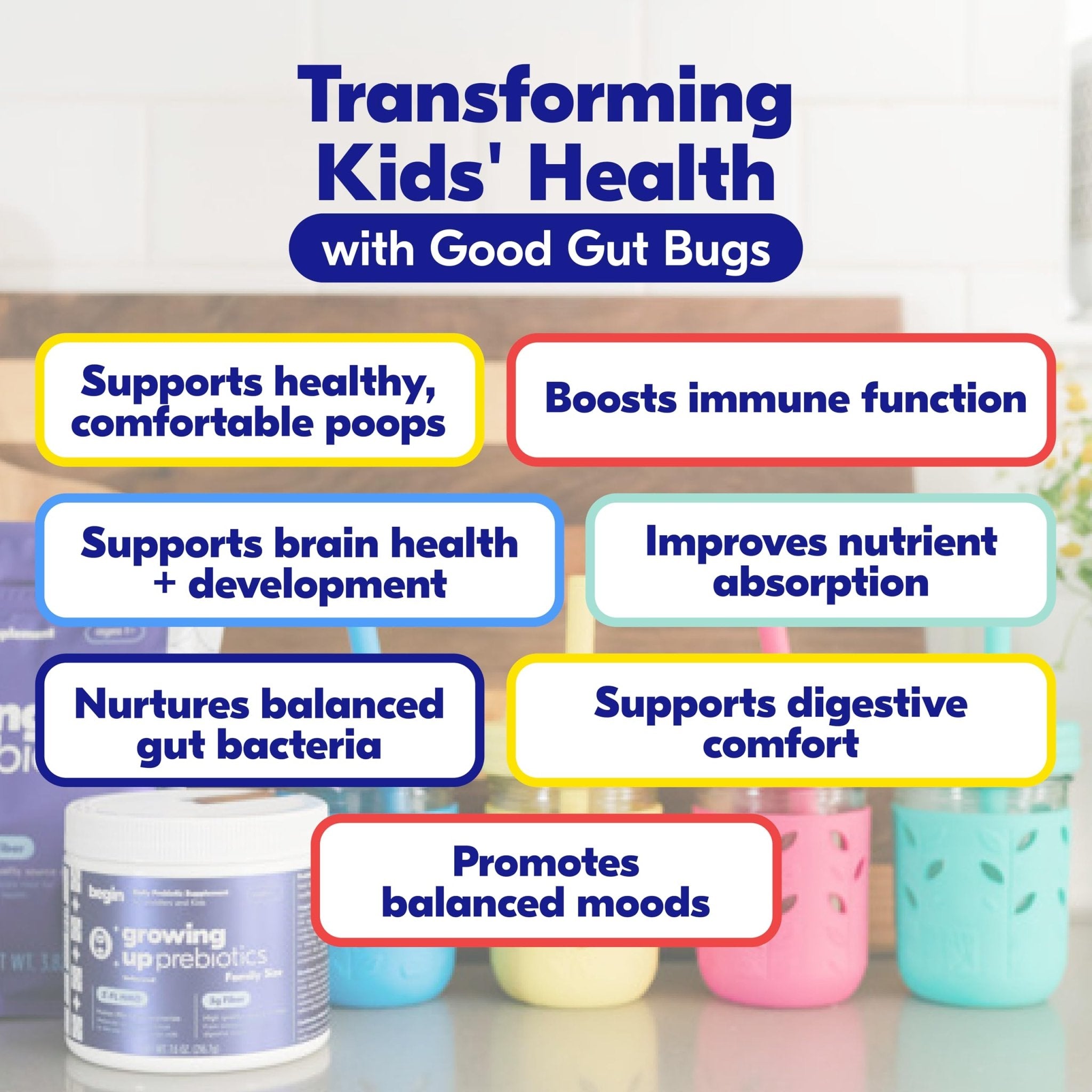Begin Health Growing Up Prebiotics for Kids 28-Packs | Prebiotic Soluble Powder Stool Softeners and Digestive Gut Health Supplement | Ideal to Mix with Kids Daily - PrimeBioHealth - canada supplements