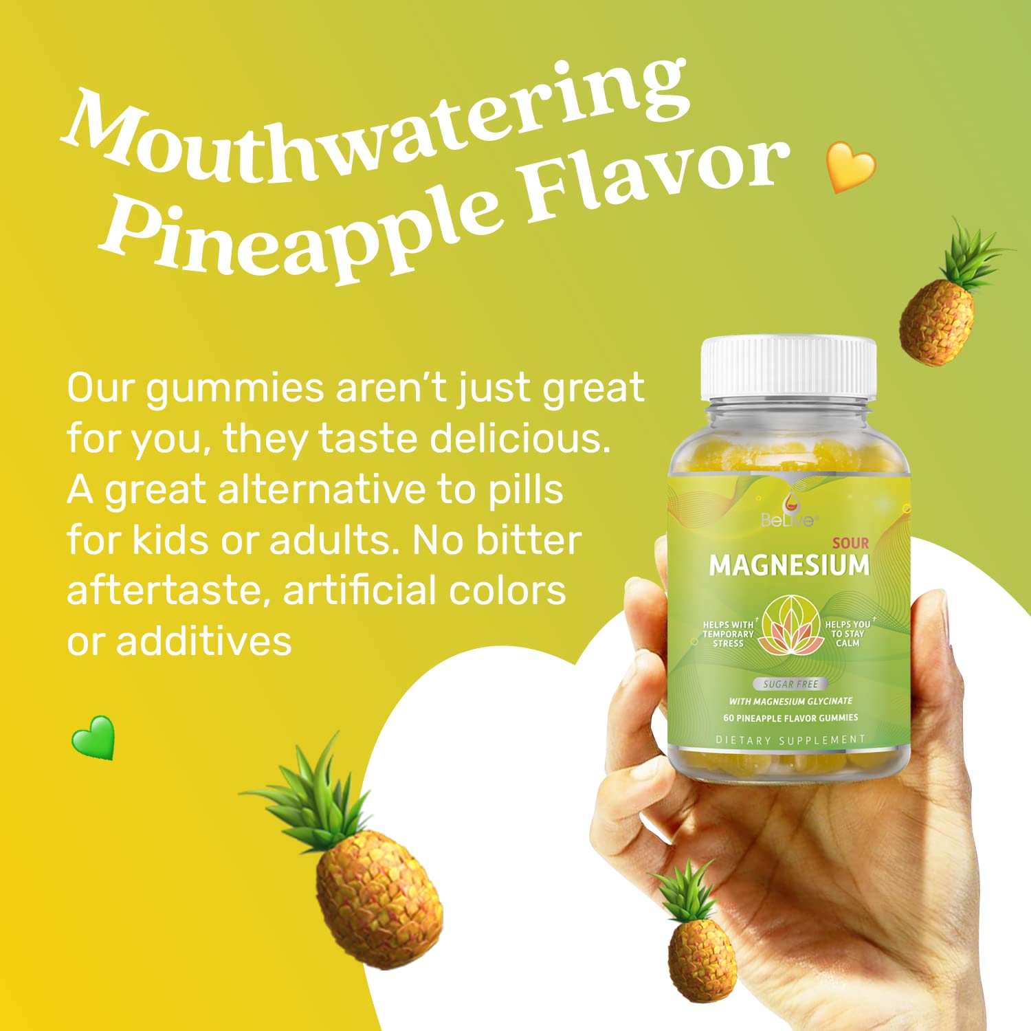 BeLive Magnesium Glycinate Gummies 200 mg - Sugar Free Supplement for Muscle Relaxation, Sleep Support, & Heart Health for Adults & Kids - PrimeBioHealth - canada supplements